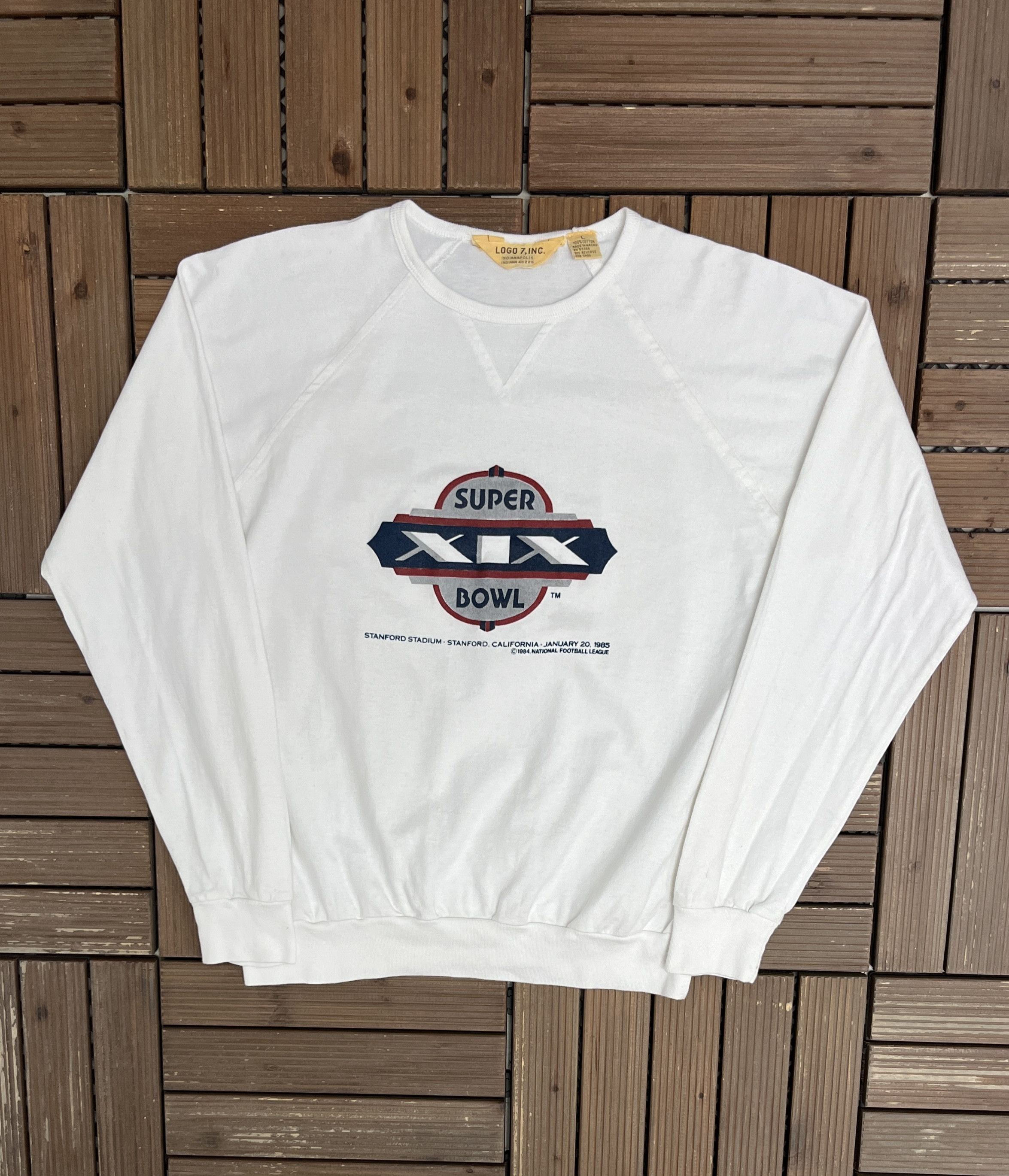Logo 7 × Vintage Super Bowl XIX Vintage White Crewneck Sweater Size US L / EU 52-54 / 3 - 1 Thumbnail