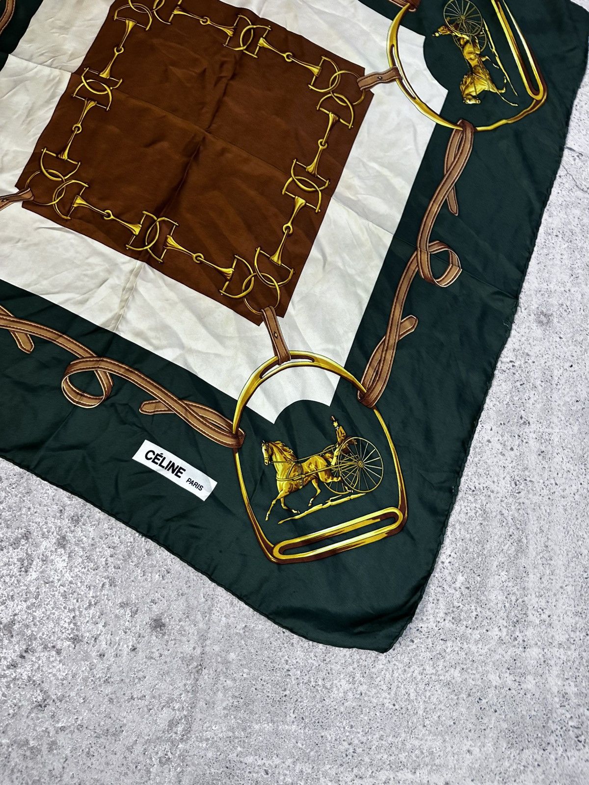 Celine Auth Celine Carriage Horse Silk Scarf Vintage Rare Retro Size ONE SIZE - 7 Thumbnail