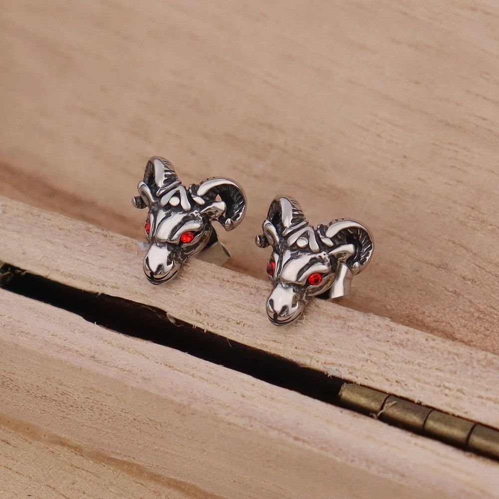 Jewelry Retro Red Eyed Goat Earring Size ONE SIZE - 5 Thumbnail
