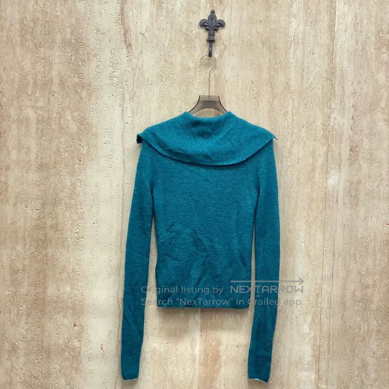 Acne Studios Acne Studios Dark Green Oversized Collar Knit Cardigan Size XS / US 0-2 / IT 36-38 - 2 Thumbnail