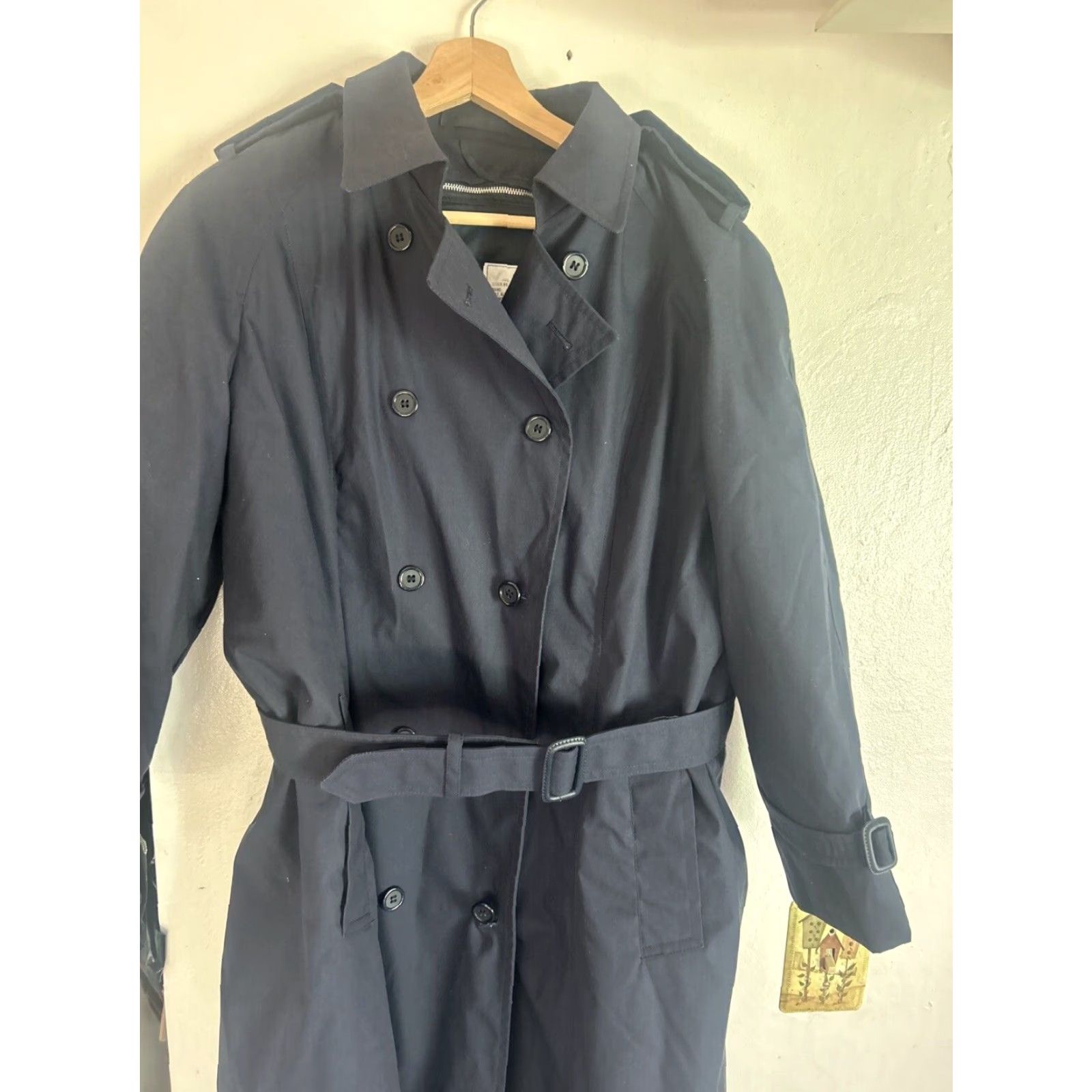 Vintage DSCP Garrison Collection Coat Trench All Weather Lined Belted Double-Breasted Zip Out Lining Women Petite 16S Blue Black Size 10P XS? Size L / US 10 / IT 46 - 3 Thumbnail