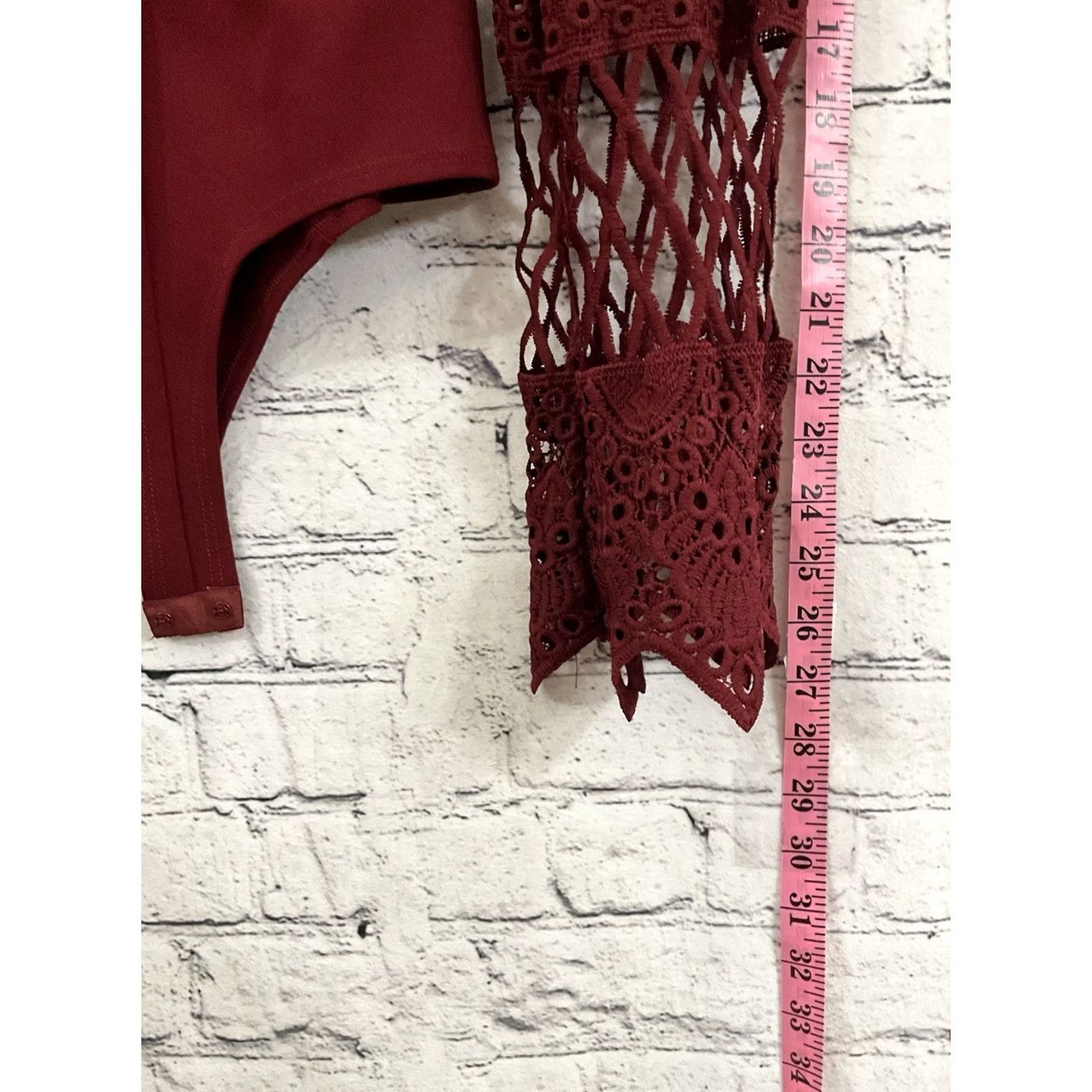 Vintage Windsor Bodysuit Shirt Women S Maroon V-Neck Long Sleeve Zip Slim Camisole 90s Style Size S / US 4 / IT 40 - 3 Thumbnail