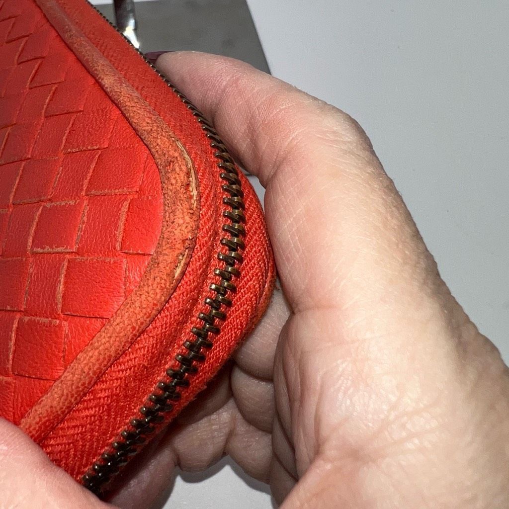 Bottega Veneta Bottega Veneta Red/Orange Intrecciato Woven Nappa Leather Zip Around Wallet Size ONE SIZE - 4 Thumbnail