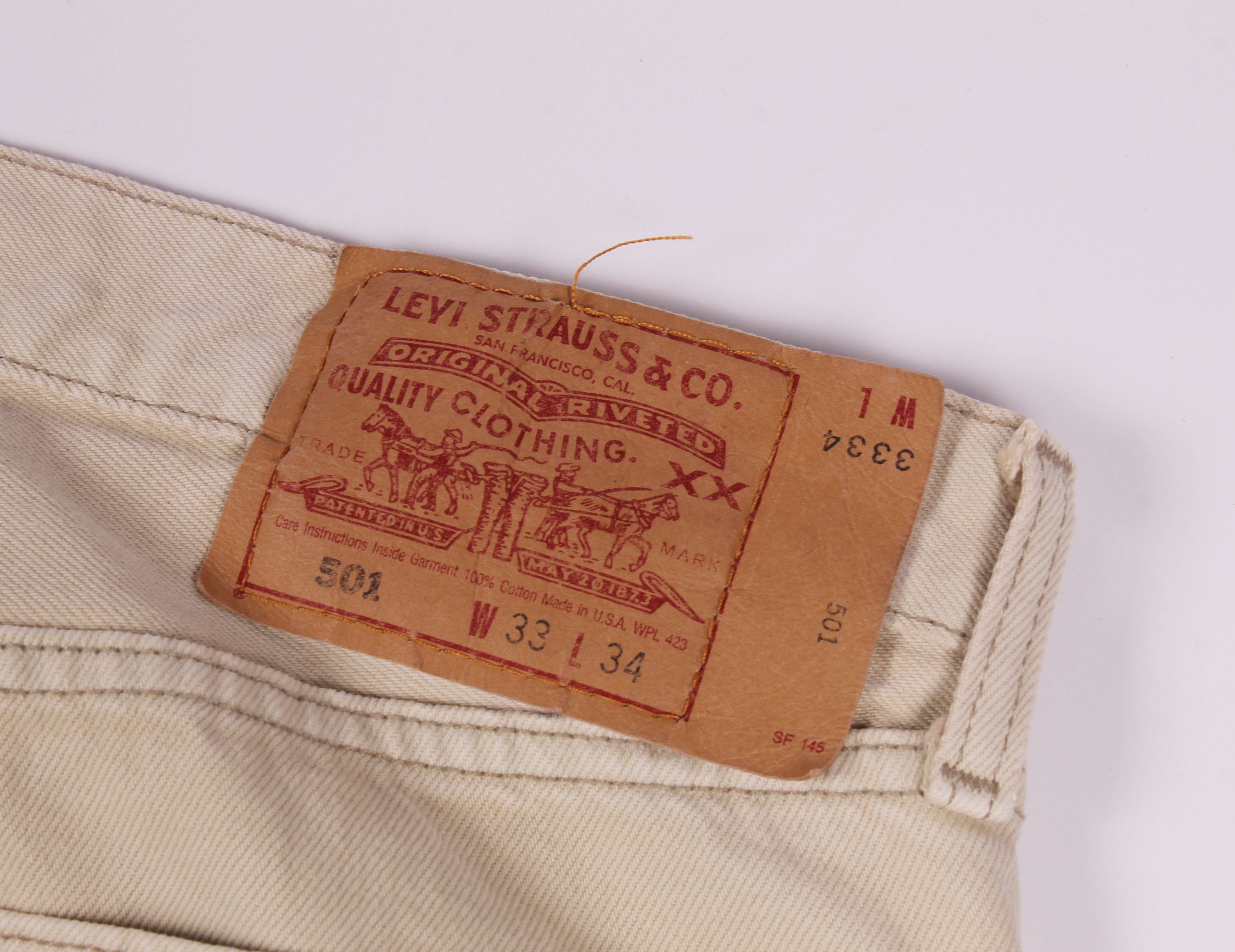 Levi's × Levi's Vintage Clothing Vintage 90's LEVI'S 501 Cream Straight Denim Jeans Size US 33 - 7 Thumbnail