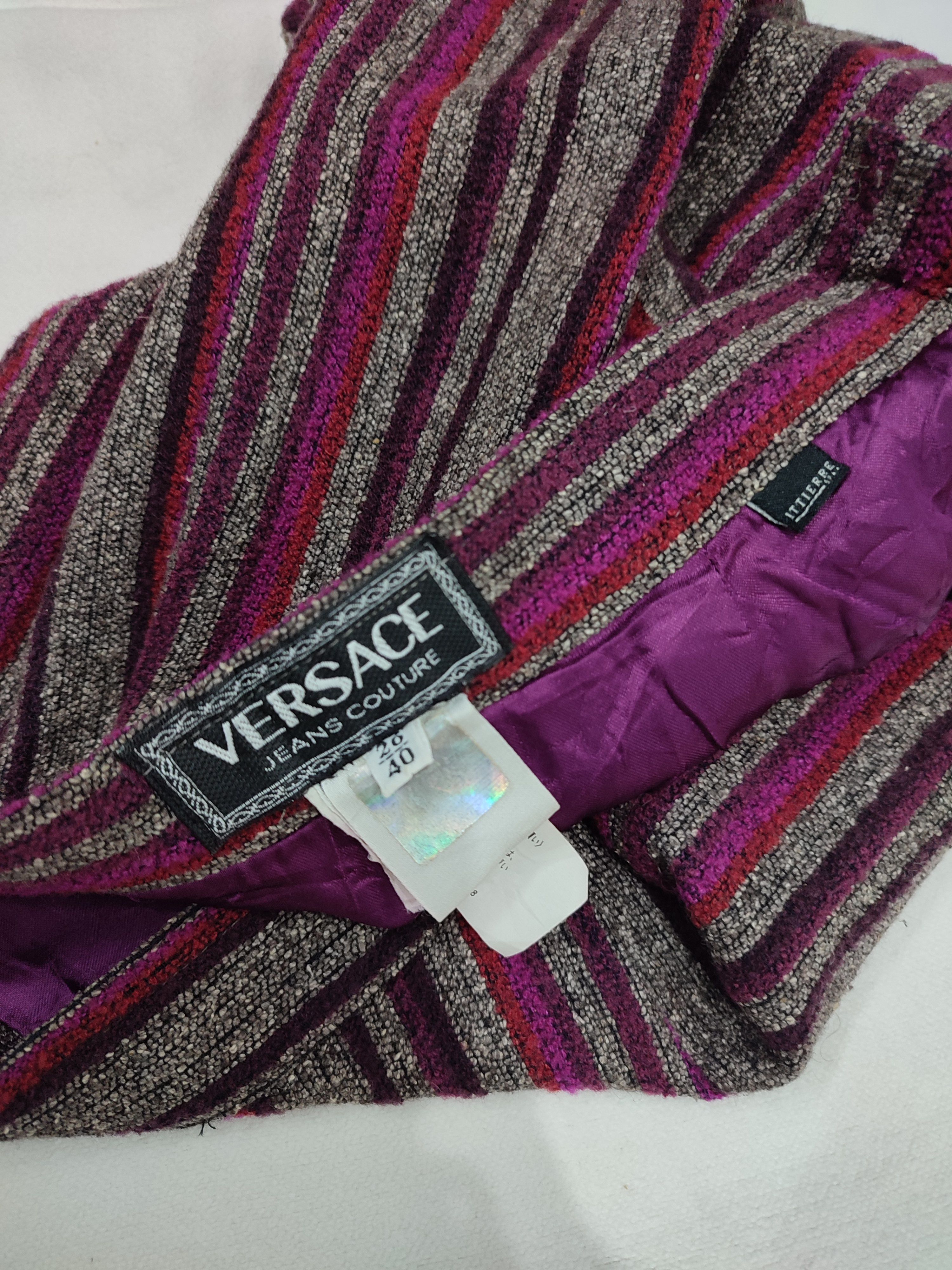 Versace Jeans Couture 80s Versace JC 🇮🇹 Archive Minimal Striped Wool Skirt Size 28" / US 6 / IT 42 - 8 Thumbnail