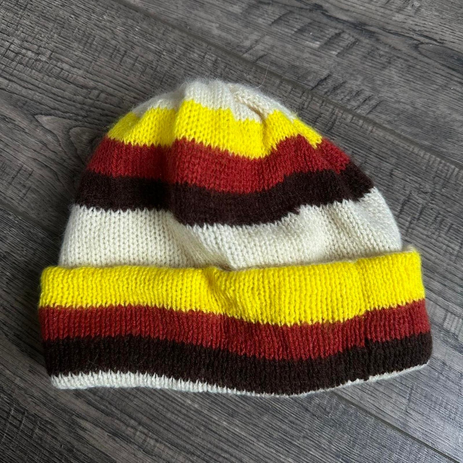 Vintage Vintage 70s Retro Striped Knit Ski Beanie Cuffed Winter Hat Size ONE SIZE - 8 Thumbnail