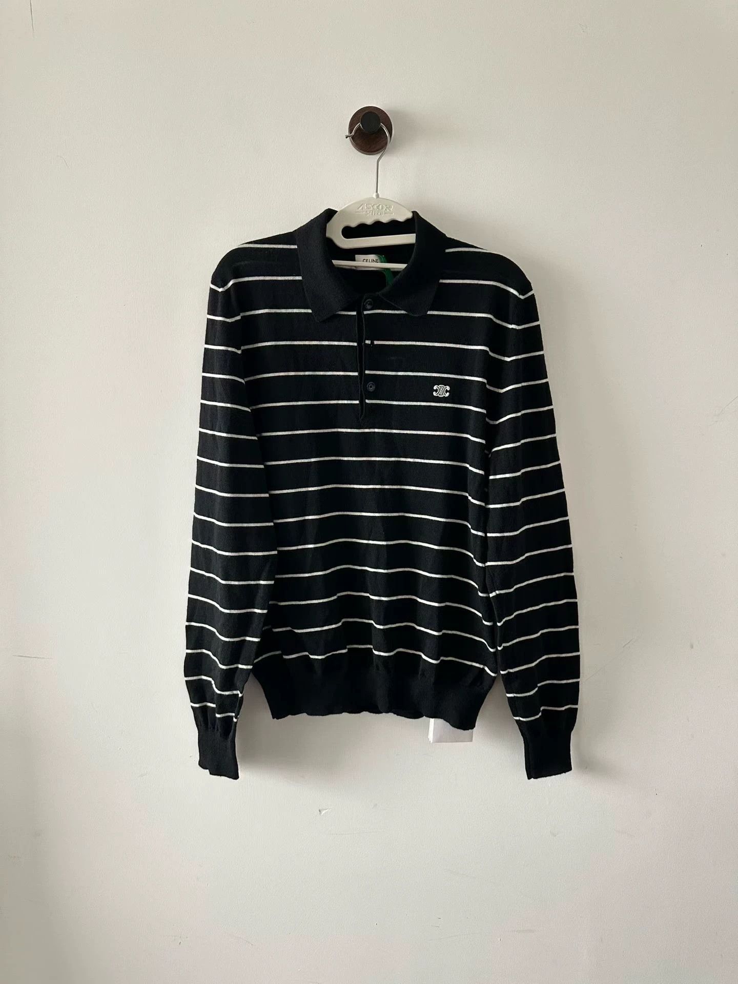 Celine Celine striped Triomphe wool knit sweater size L Size US L / EU 52-54 / 3 - 1 Thumbnail