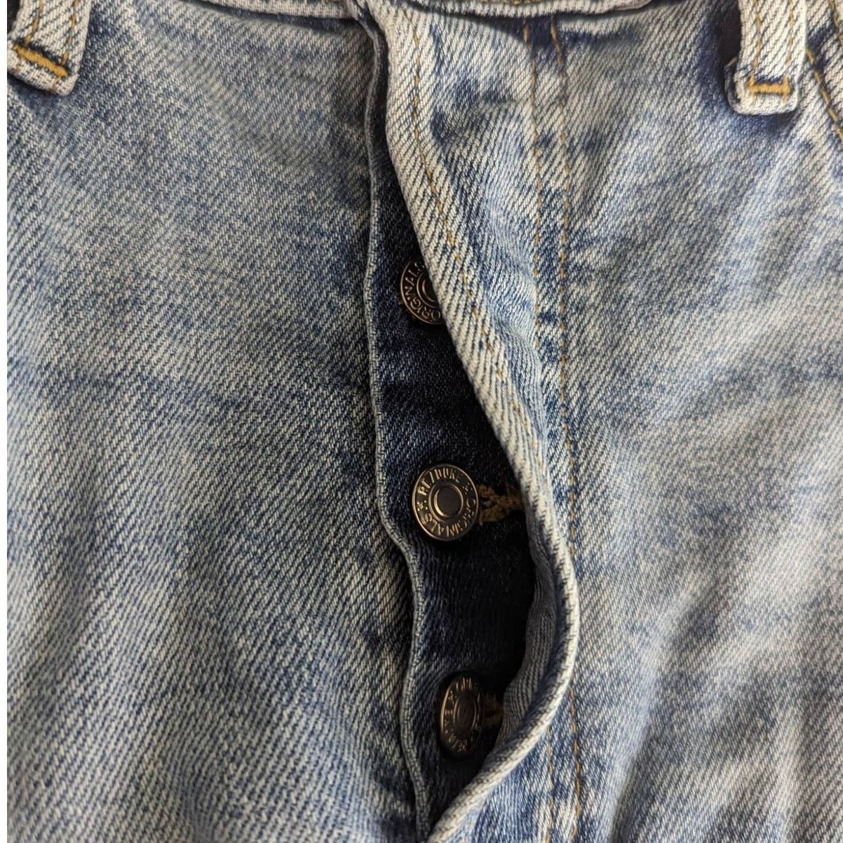 RE/DONE RE/DONE 90s High Rise Ankle Crop Distressed Button Fly Jeans Size 29" - 7 Thumbnail