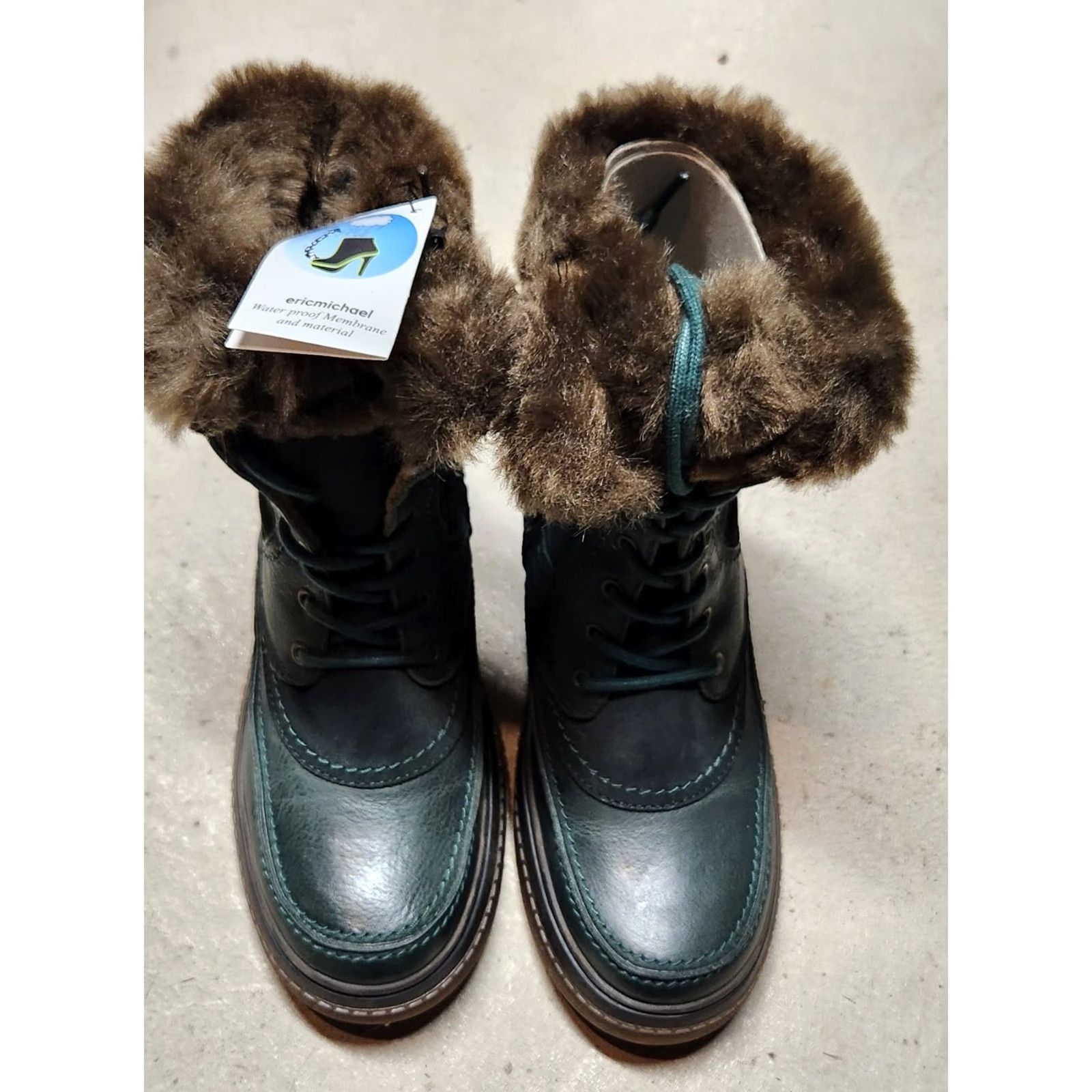 Vintage VINTAGE Eric Michael Boots Snow Boot Fur Lined Lace Up Green 9 Women Winter Gail Size US 9 / IT 39 - 3 Thumbnail