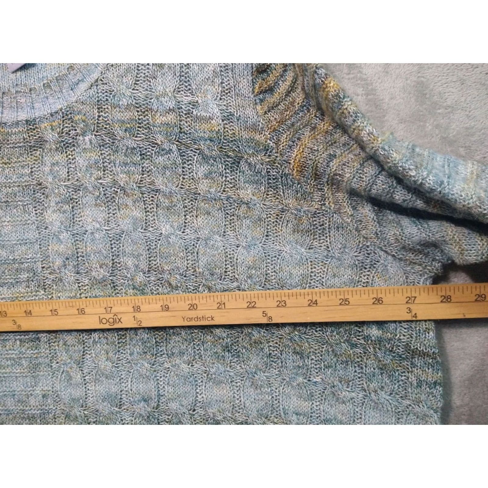 Vintage Catherines Sweater Pullover Womens 3X Plus Blue Striped Cable Knit Wool Blend Crew Neck Long Sleeve Knit Casual Winter Spring Fall Womens Size XXL / US 16-18 / IT 52-54 - 4 Thumbnail