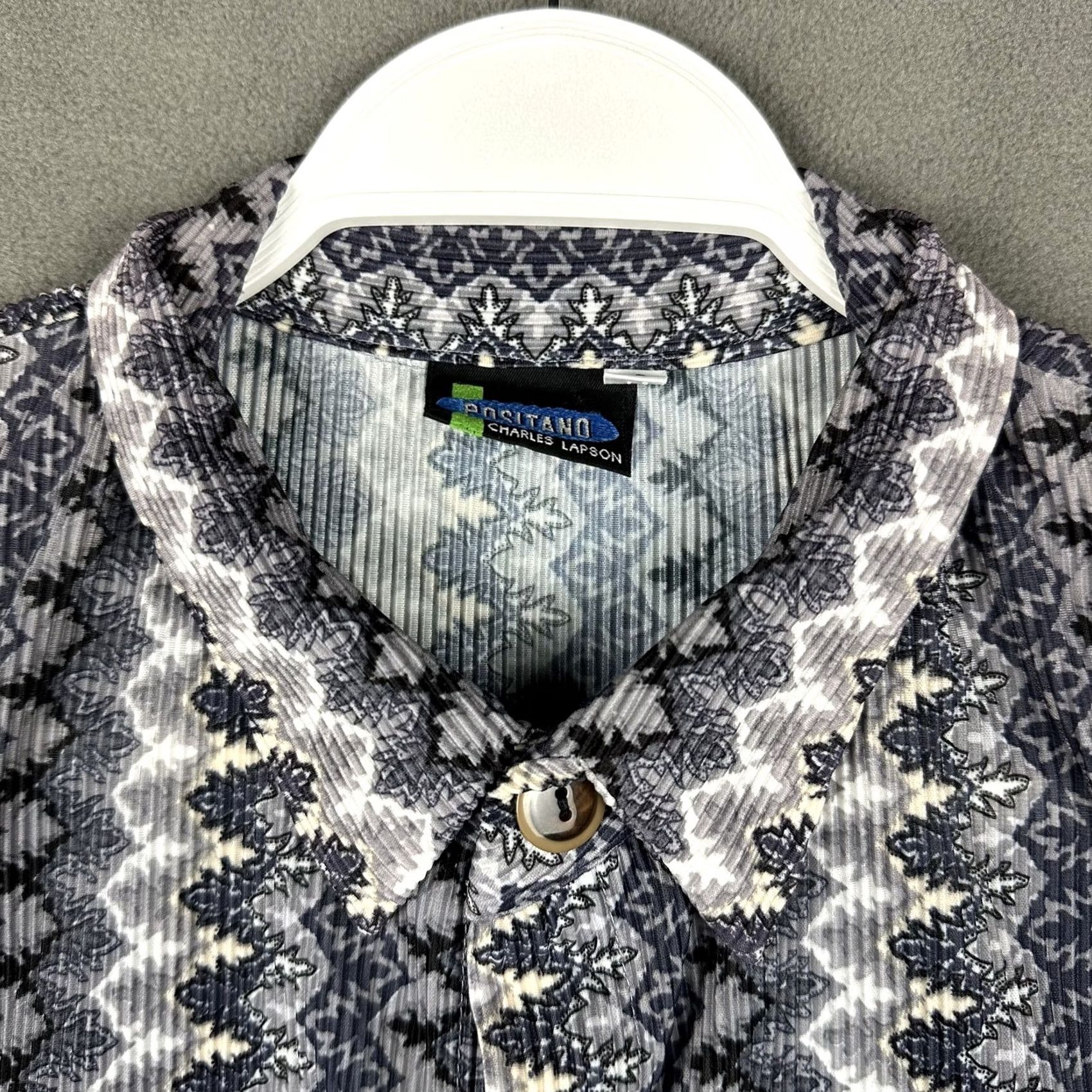 Vintage VINTAGE Positano Shirt Mens Small Zigzag Pattern Button Up Textured Disco Rave Shirt Size US S / EU 44-46 / 1 - 2 Thumbnail