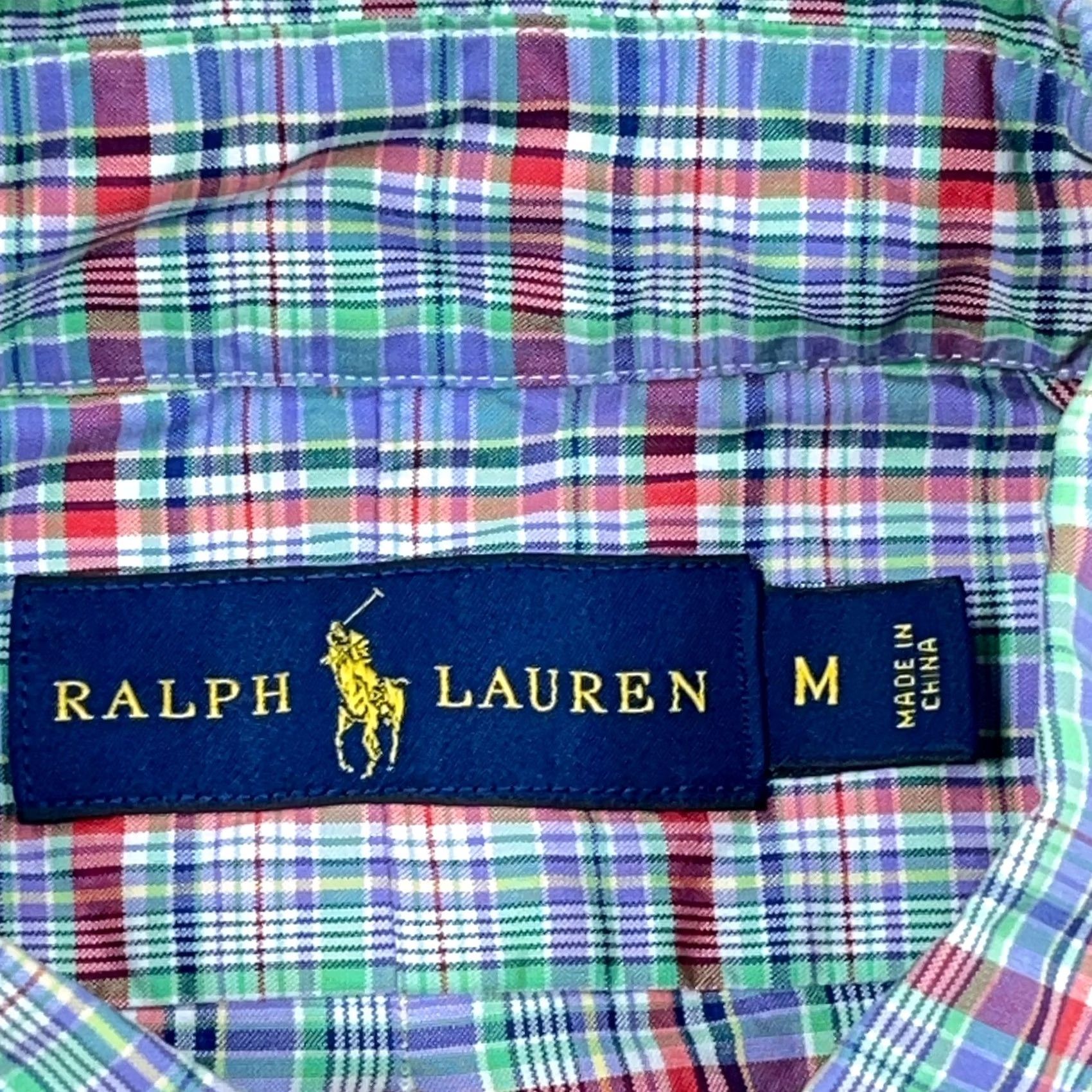 Ralph Lauren Ralph Lauren Shirt Adult Medium Blue Red Multi Button Up Dress Cotton Preppy Men Size 40R - 6 Thumbnail