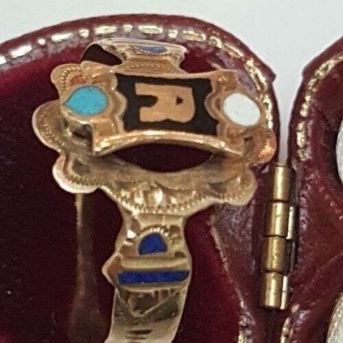 Other Antique Unisex 10k Pink Gold Enameled "R"Ring, 1800s Size ONE SIZE - 3 Thumbnail