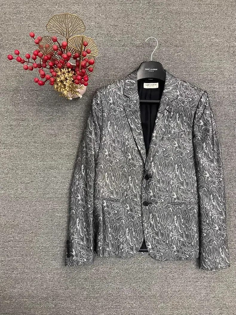 Saint Laurent Paris Saint Laurent Paris Water Ripple Silver Thread Silk Suit Size US S / EU 44-46 / 1 - 1 Thumbnail