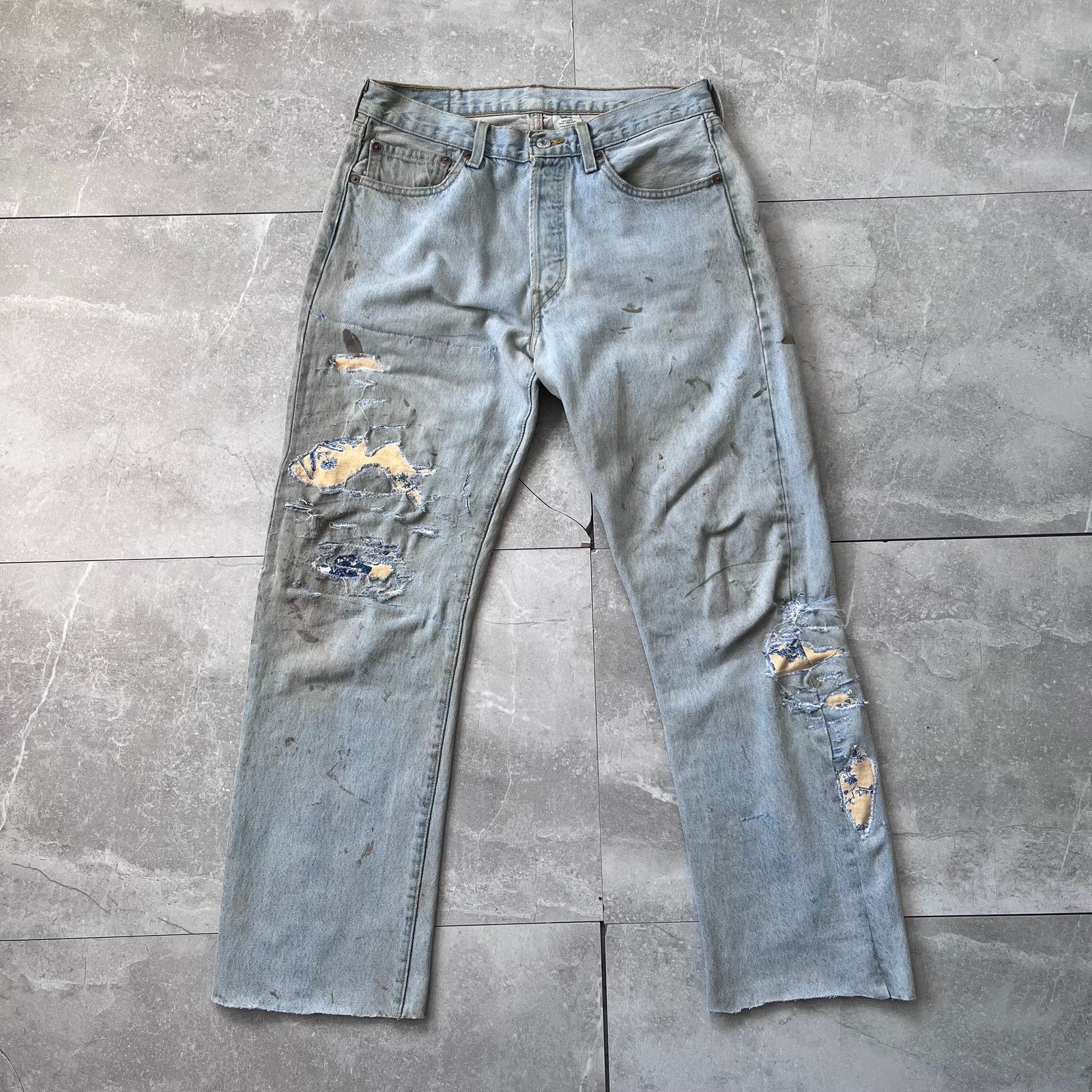 Levi's Vintage Levi’s 501 Custom Patchwork Jeans – Coffee-washed Size US 32 / EU 48 - 1 Thumbnail