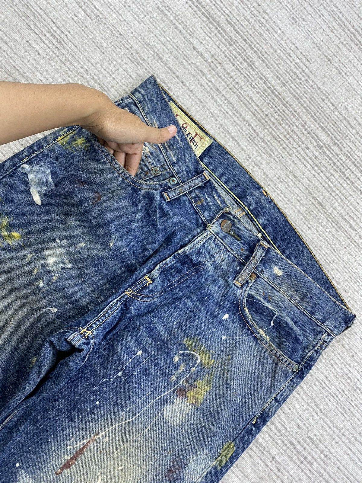 Abercrombie & Fitch Vintage Abercrombie & Fitch Paint Splatter Denim Pants Size US 34 / EU 50 - 8 Thumbnail