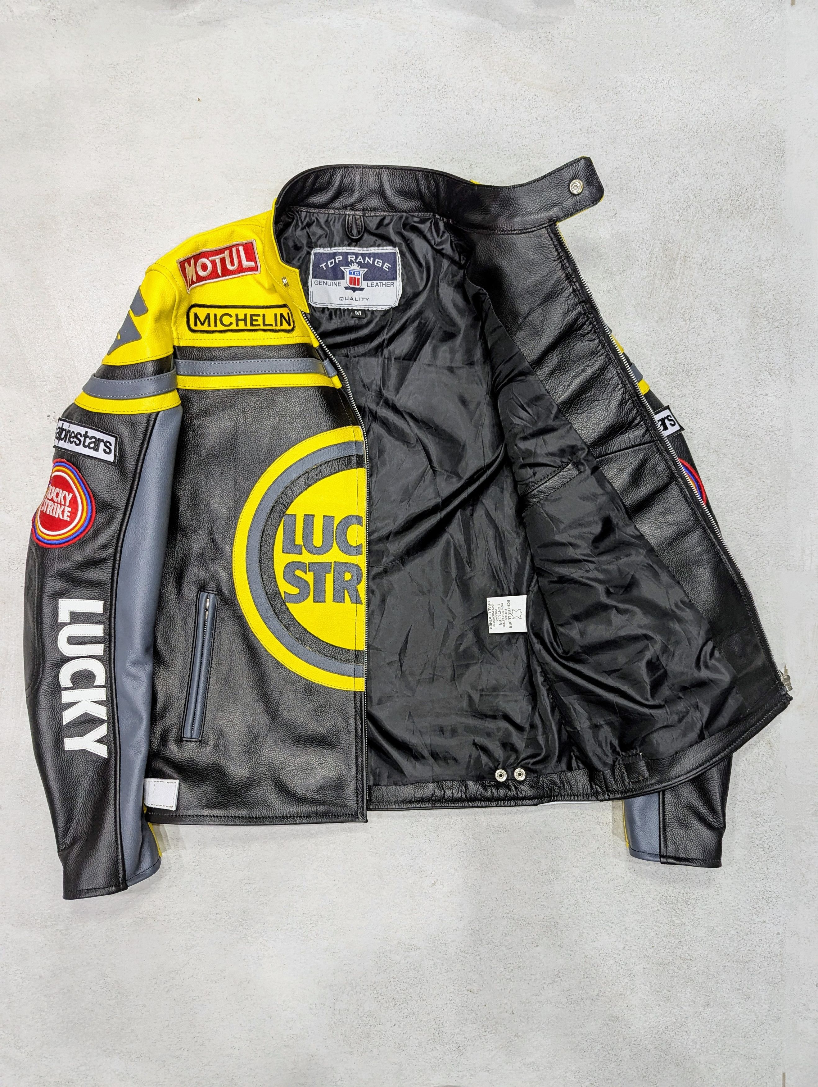 Vintage 🔥 LUCKY STRIKE 🔥 Leather Jacket 90s Vintage Racing Size US L / EU 52-54 / 3 - 8 Thumbnail