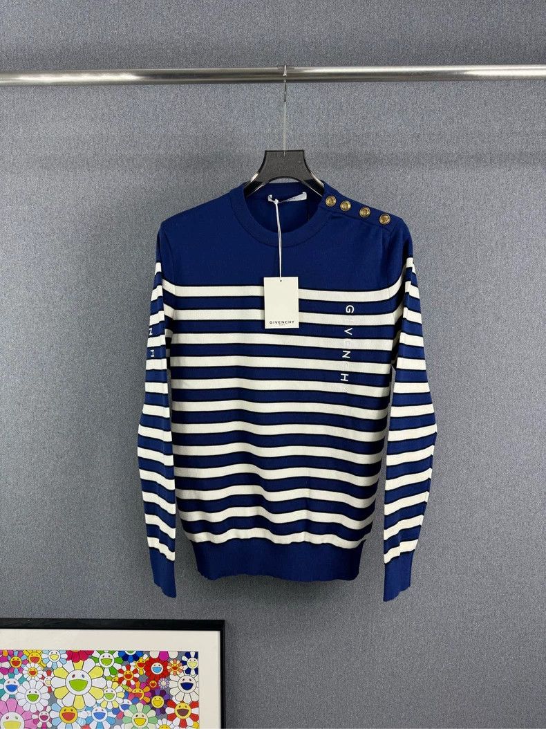 Givenchy Givenchy Blue Striped Knit Sweater Size US S / EU 44-46 / 1 - 1 Thumbnail