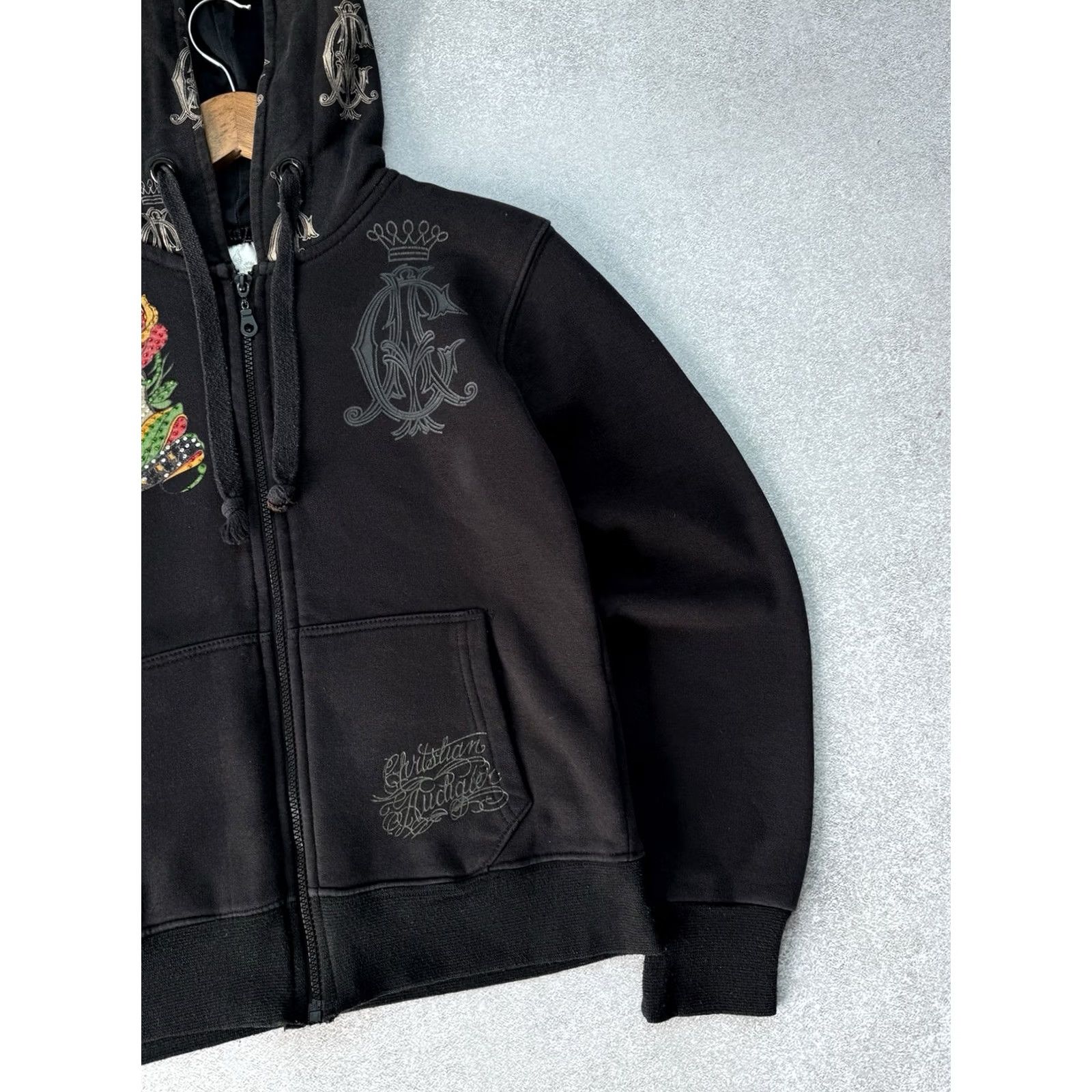 Ed Hardy VINTAGE Christian Audigier Ed Hardy Hoodie Full Zip Women’s S Black Y2K Logo Heart Skull Tattoo Japan Style Womens Size S / US 4 / IT 40 - 4 Thumbnail