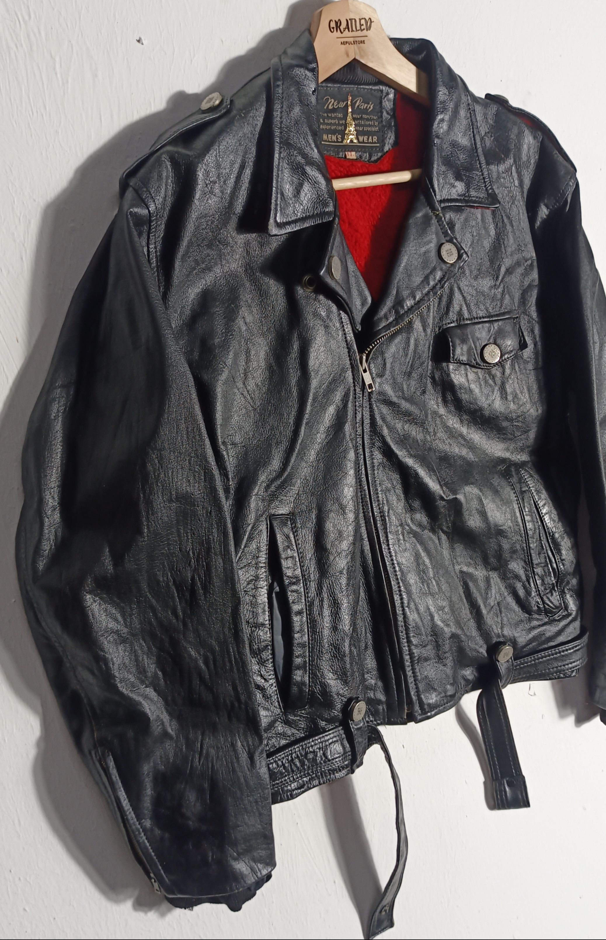 If Six Was Nine Vtg 1980s💥New Paris Bikers Leather Jacket Size US M / EU 48-50 / 2 - 7 Thumbnail