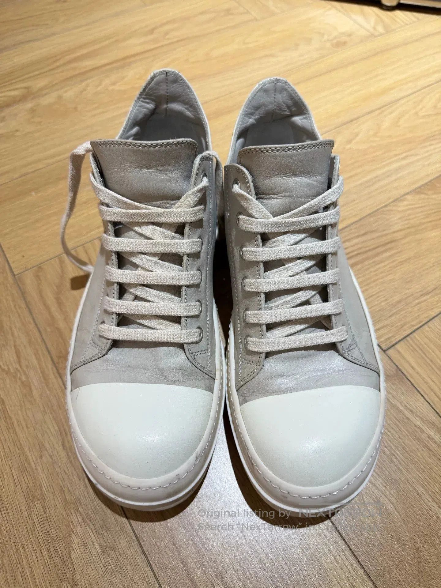 Rick Owens Rick Owens Gray Leather Low-Top Sneakers. Size US 5 / EU 37 - 5 Thumbnail
