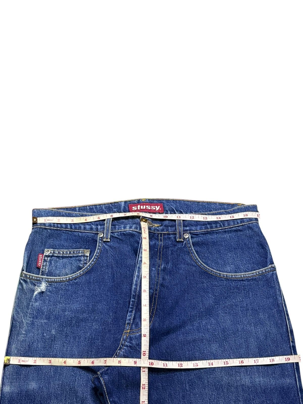 Stussy Vintage Stussy Blue Wash Distress Loose Baggy Jeans Size US 34 / EU 50 - 12 Thumbnail