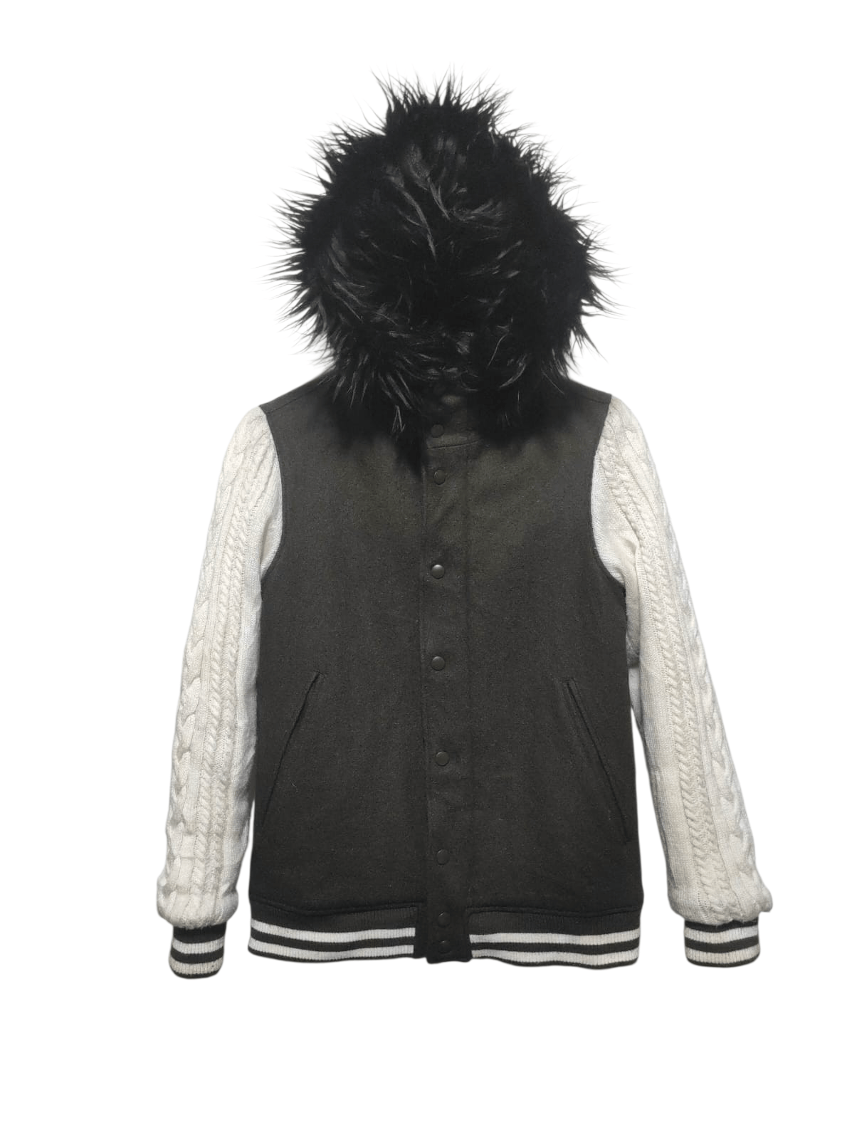 Japanese Brand Inherit wall mix knit zip fur hoodie jacket LGB style Size US M / EU 48-50 / 2 - 1 Thumbnail