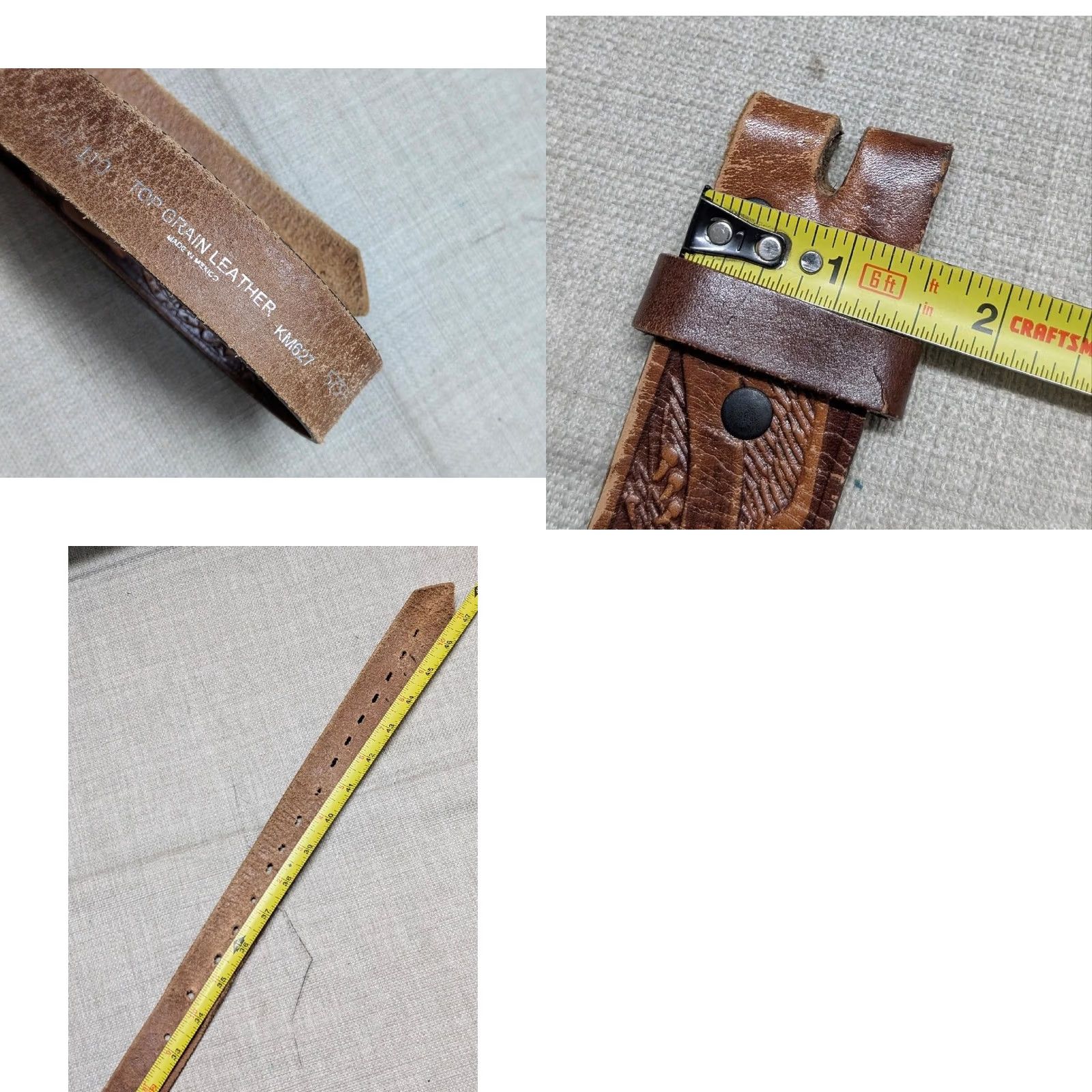Vintage VINTAGE brown TOOLED leather EAGLE buckle belt 42 WESTERN cowboy USA america Size 42 - 8 Thumbnail