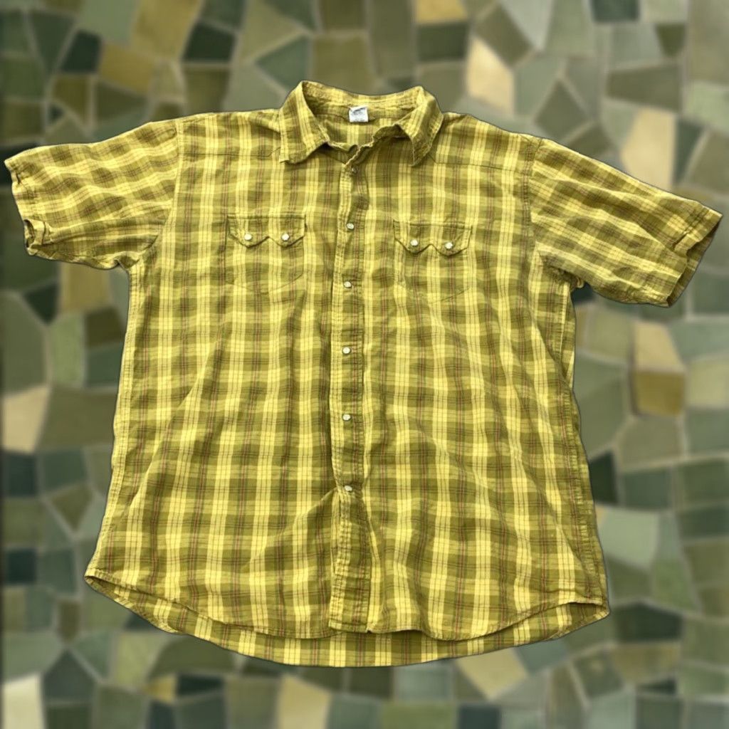 Gap VINTAGE Gap Men’s Short Sleeve Shirt Large Yellow Plaid Western Cowboy Cotton 90s Size US L / EU 52-54 / 3 - 1 Thumbnail