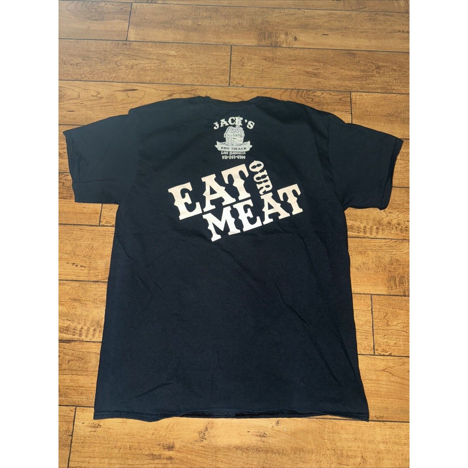 Band Tees × Junk Food Jacks BBQ Shack T-Shirt Eat Our Meat Black 20.5x28 L Cut Tag Size US L / EU 52-54 / 3 - 1 Thumbnail