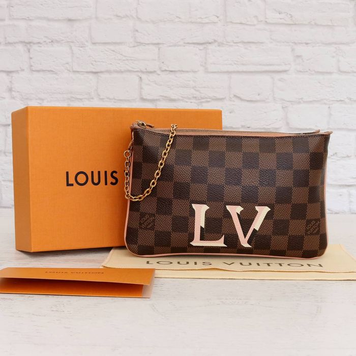 Louis Vuitton Louis Vuitton Double Zip Pochette Ebene Crossbody Chain