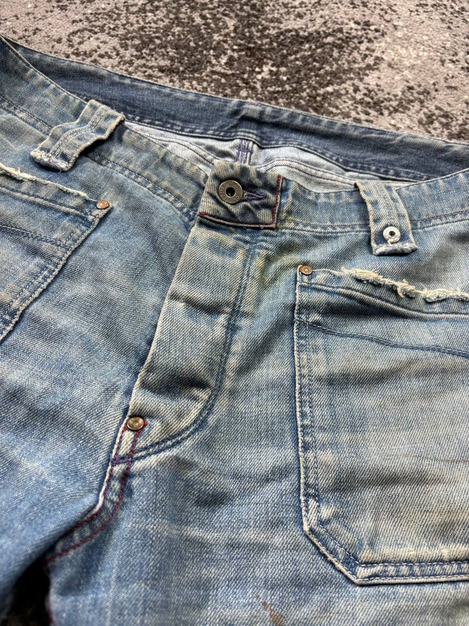 Diesel × Japanese Brand × Vintage Vintage Y2K Diesel Avant Garde faded Denim Logo Shorts Size US 36 / EU 52 - 3 Thumbnail