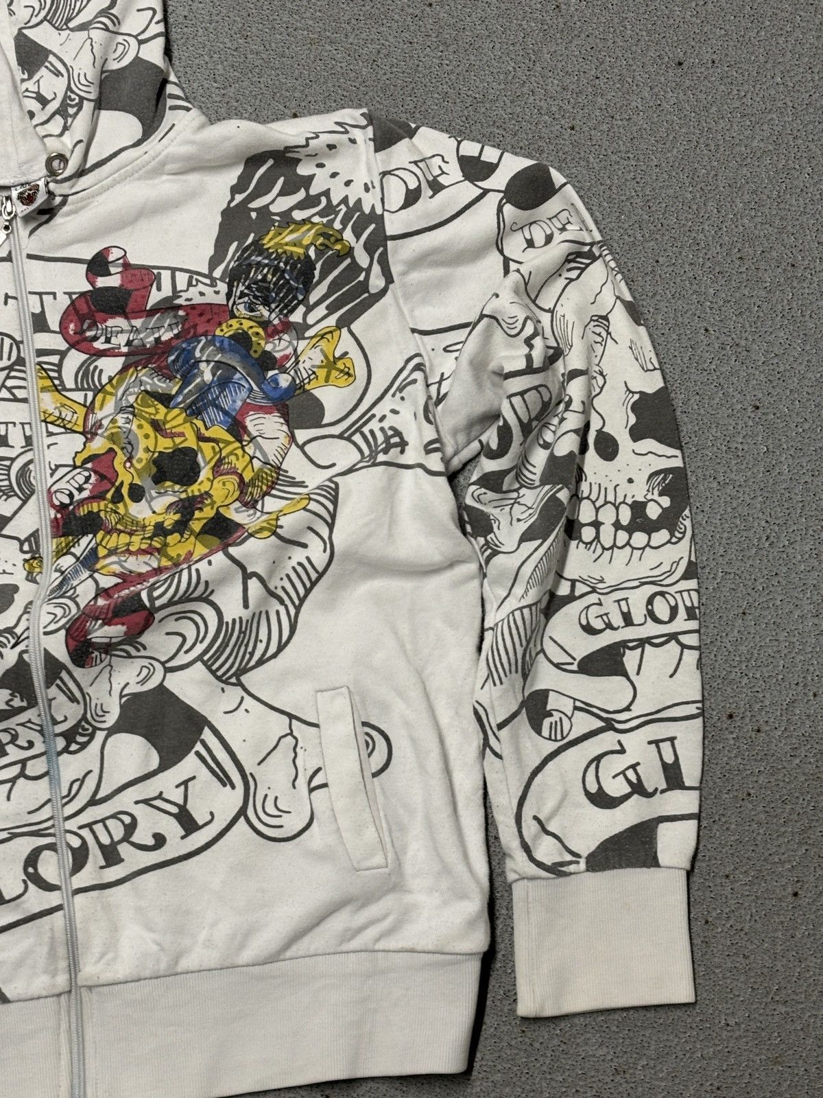 Ed Hardy ED HARDY ‘DEATH BEFORE GLORY’ AOP FULL ZIP HOODIE Size US XXL / EU 58 / 5 - 5 Thumbnail