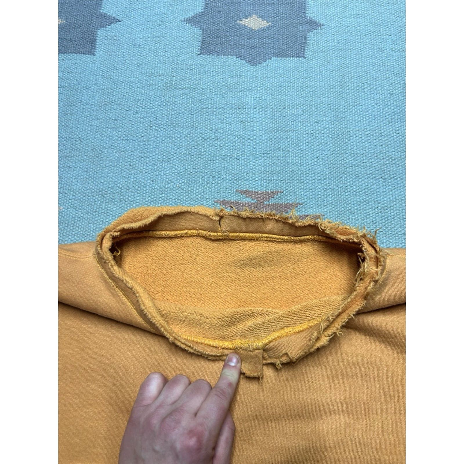 Vintage VINTAGE Sweatshirt Pullover Men's Orange Heavy Cotton Knit Boxy XXL/3XL Cotton Knit Sweatshirt Size US XXL / EU 58 / 5 - 7 Thumbnail