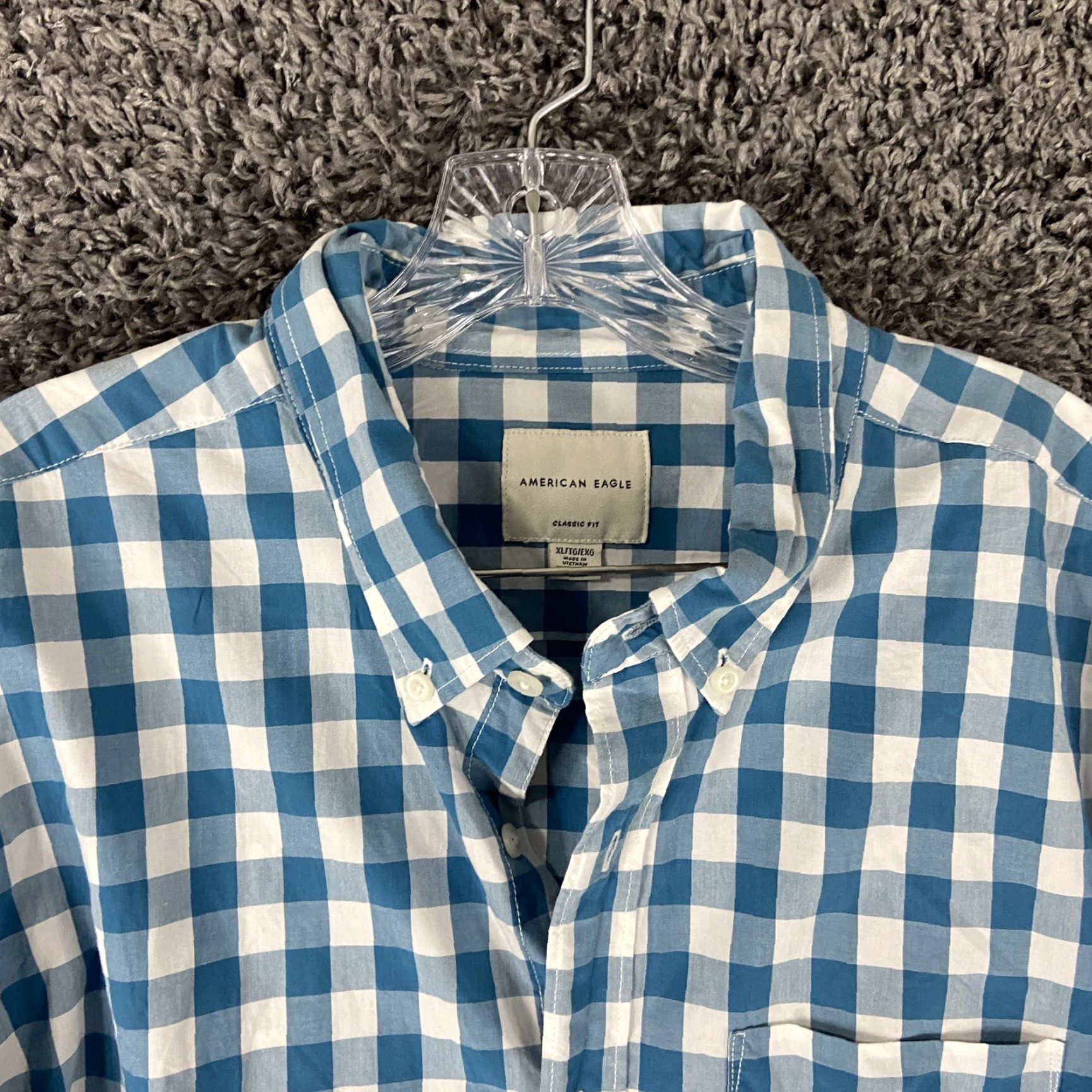 American Eagle Outfitters American Eagle Button-Up Long Sleeve Shirt XL Men’s Classic Fit Blue Checker Multicolor Size US XL / EU 56 / 4 - 5 Thumbnail