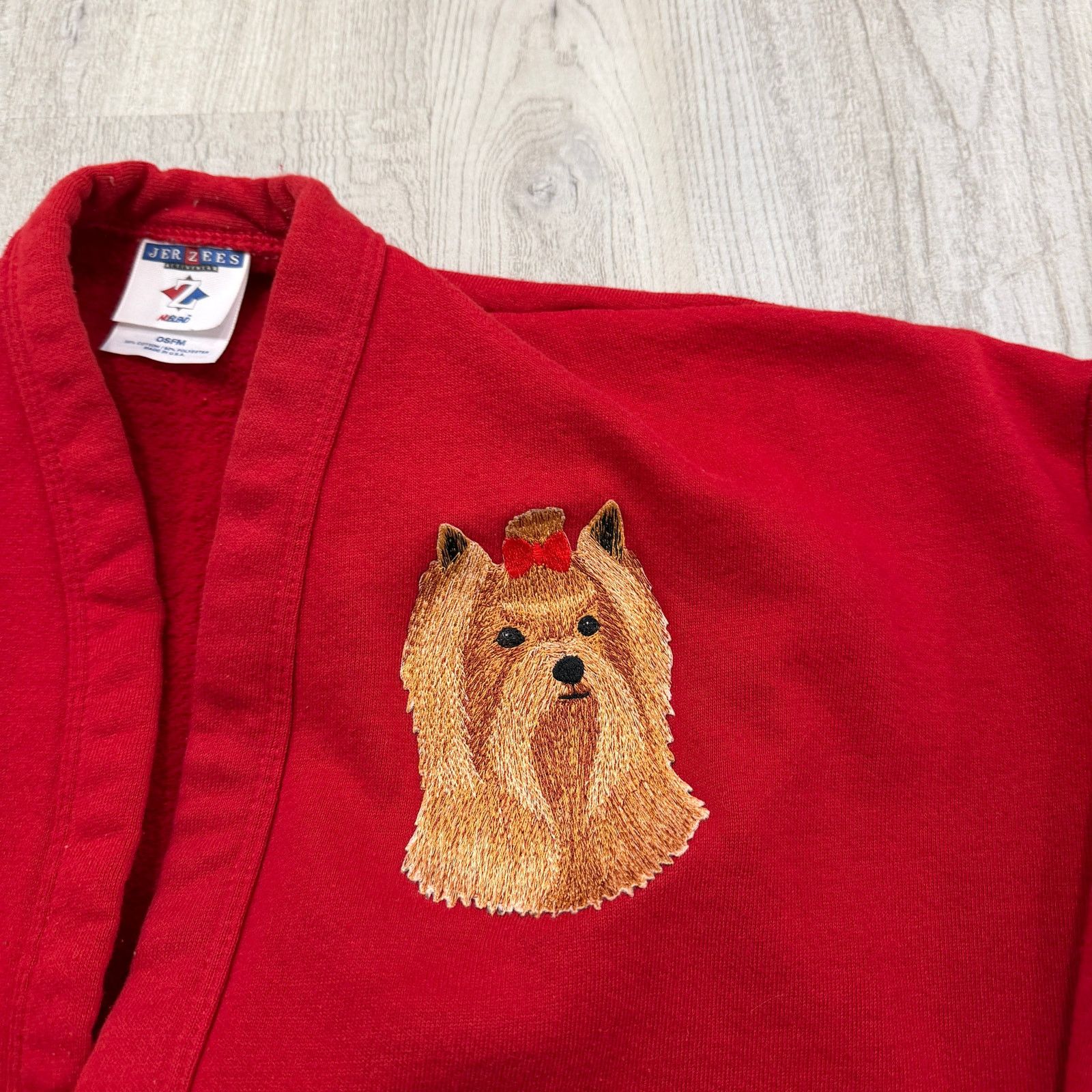 Vintage Vintage Yorkshire Terrier Cardigan Sweater Women's L/XL Red Size L / US 10 / IT 46 - 3 Thumbnail