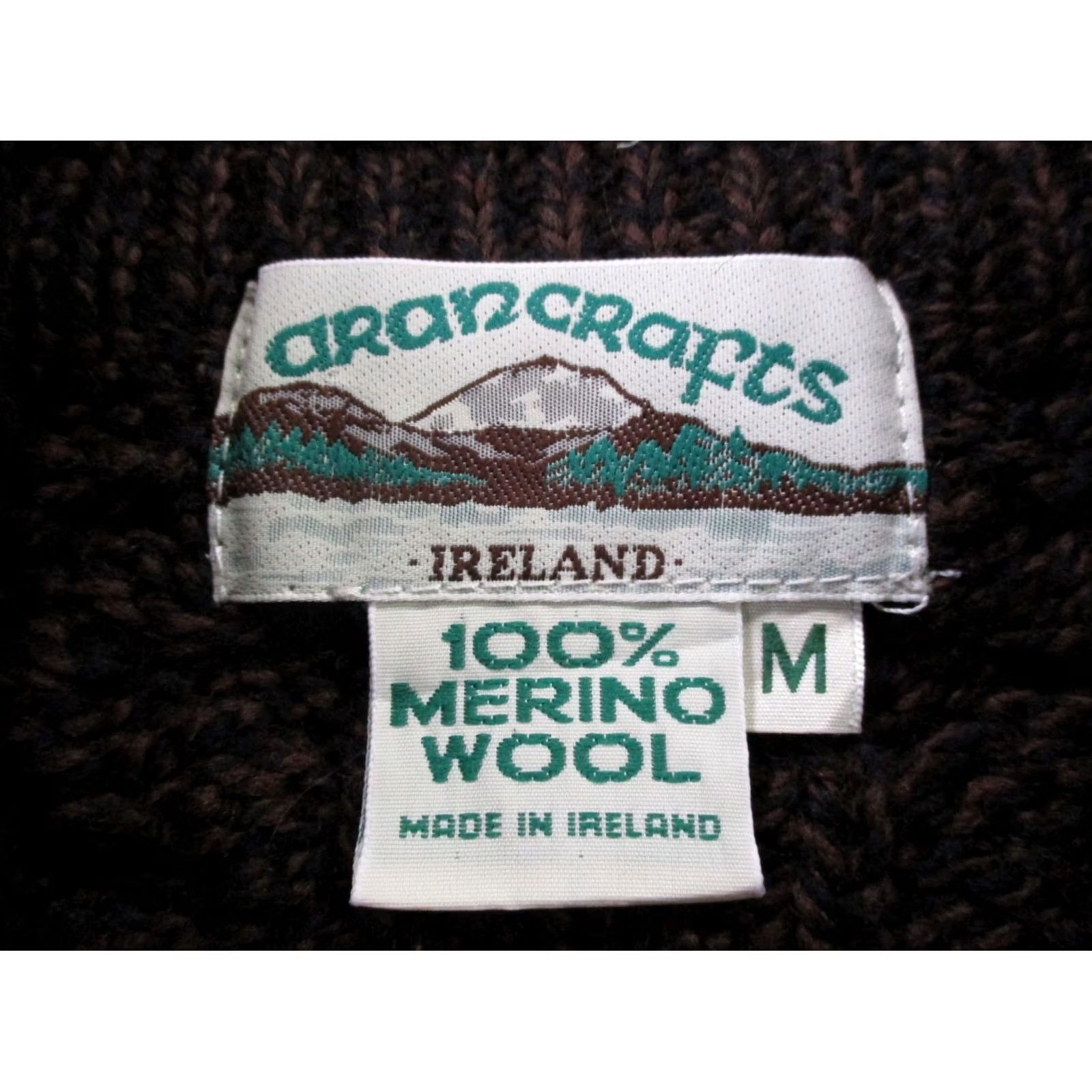 Vintage Arancrafts Sweater Jacket Women M Brown Merino Wool Ireland Cable Knit Chunky Size M / US 6-8 / IT 42-44 - 6 Thumbnail
