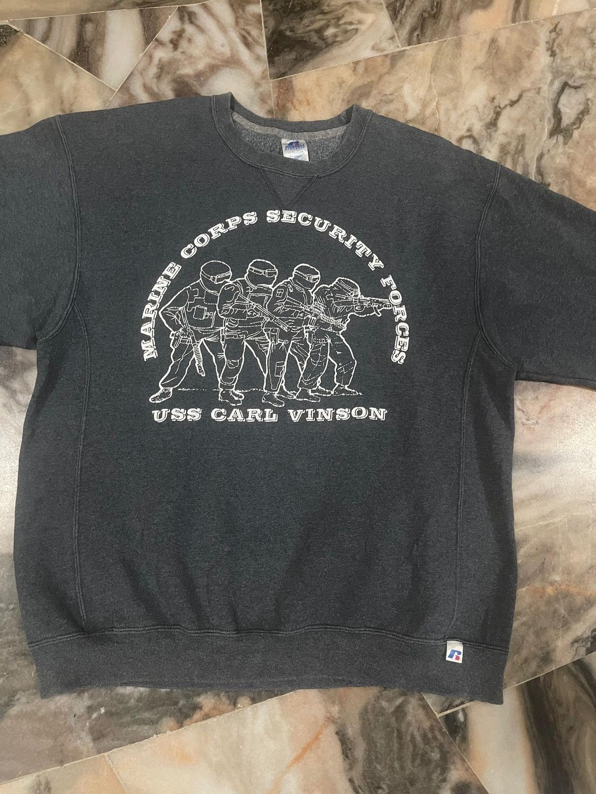 Russell Athletic Vintage 90s Marine Corps Security Force USS Carl Vinson Size US XL / EU 56 / 4 - 3 Thumbnail