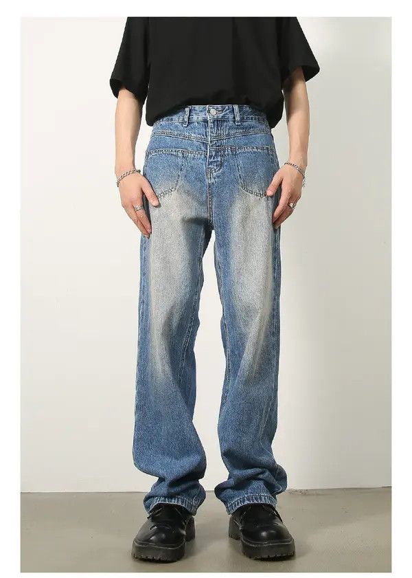 VIBE Retro distressed men's loose straight jeans Size US 32 / EU 48 - 1 Thumbnail
