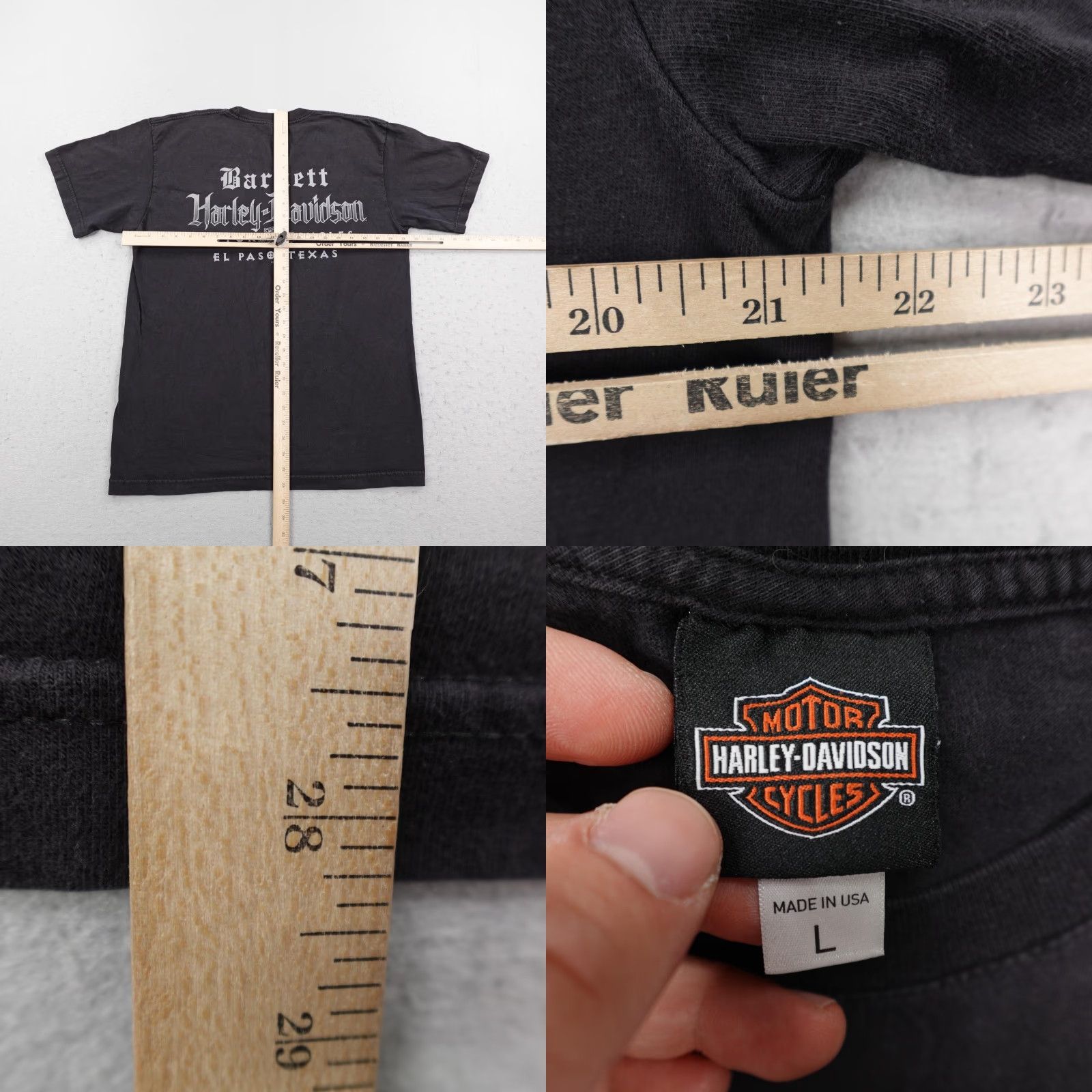 Harley Davidson Harley-Davidson Shirt Mens Large Black Barnett El Paso Texas Motorcycle Biker Shirt Size US L / EU 52-54 / 3 - 8 Thumbnail