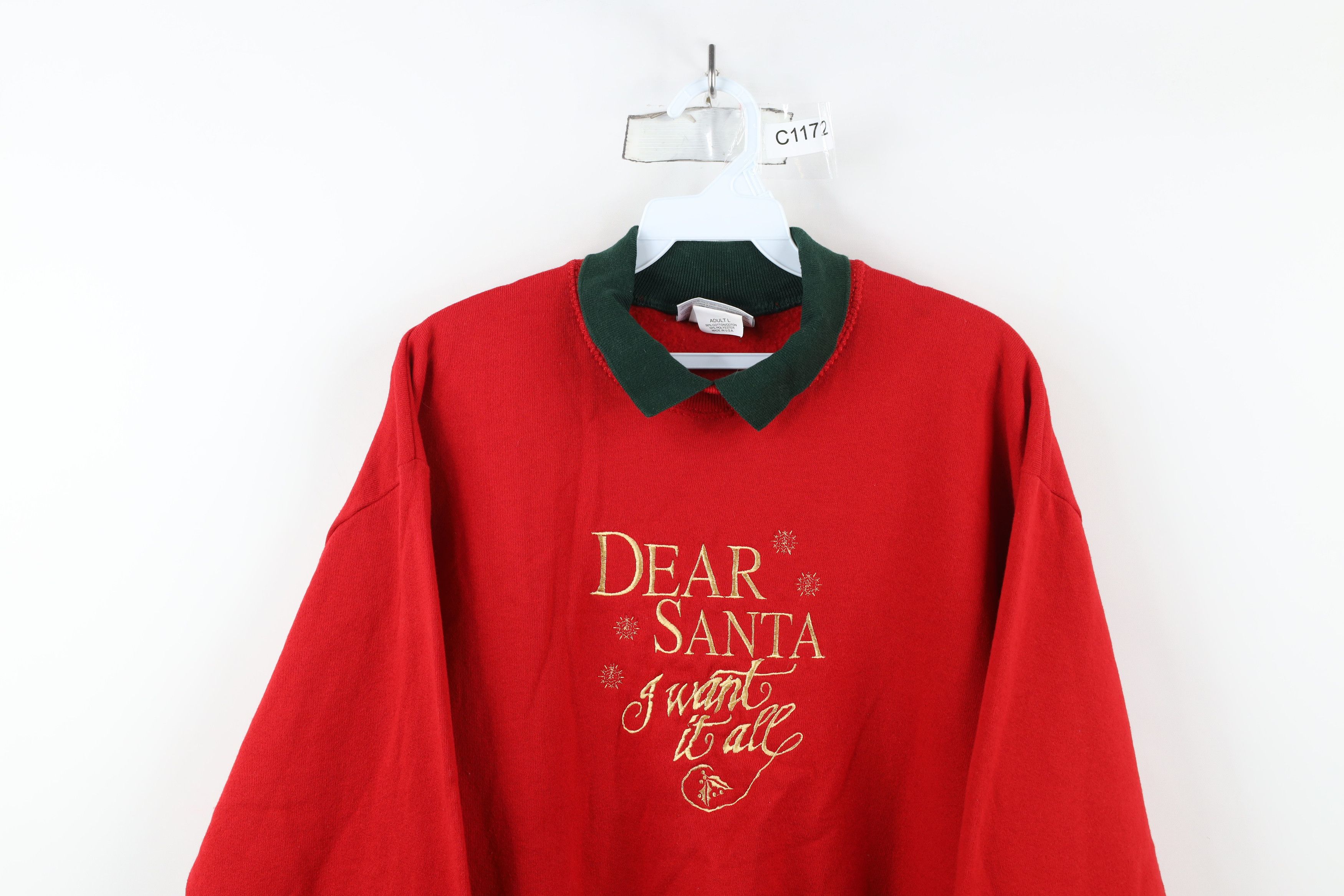 Vintage Vintage 90s Christmas I Want It All Collared Sweatshirt USA Size L / US 10 / IT 46 - 2 Thumbnail