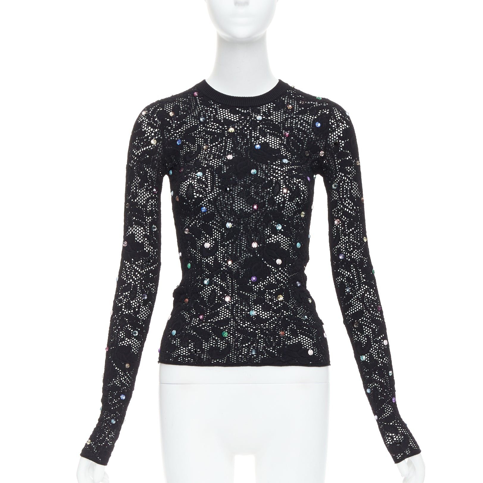 Louis Vuitton LOUIS VUITTON 2024 black multiclor jewel floral lace pullover S Size M / US 6-8 / IT 42-44 - 1 Thumbnail
