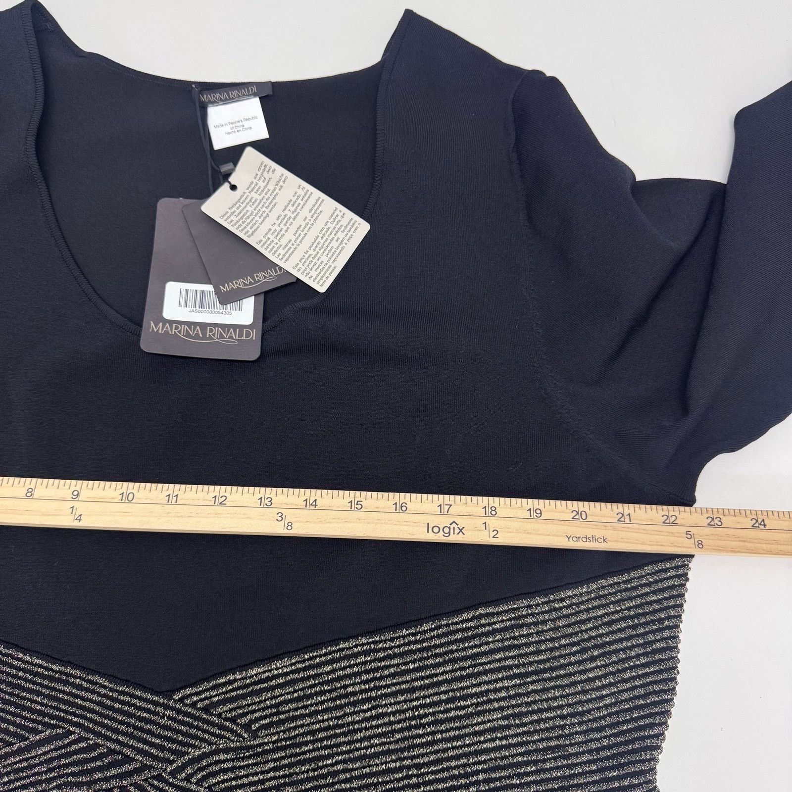 Marina Rinaldi Marina Rinaldi Black Sheath Crossover Waist Knitted Dress XL Size 3XL / US 20-22 - 8 Thumbnail