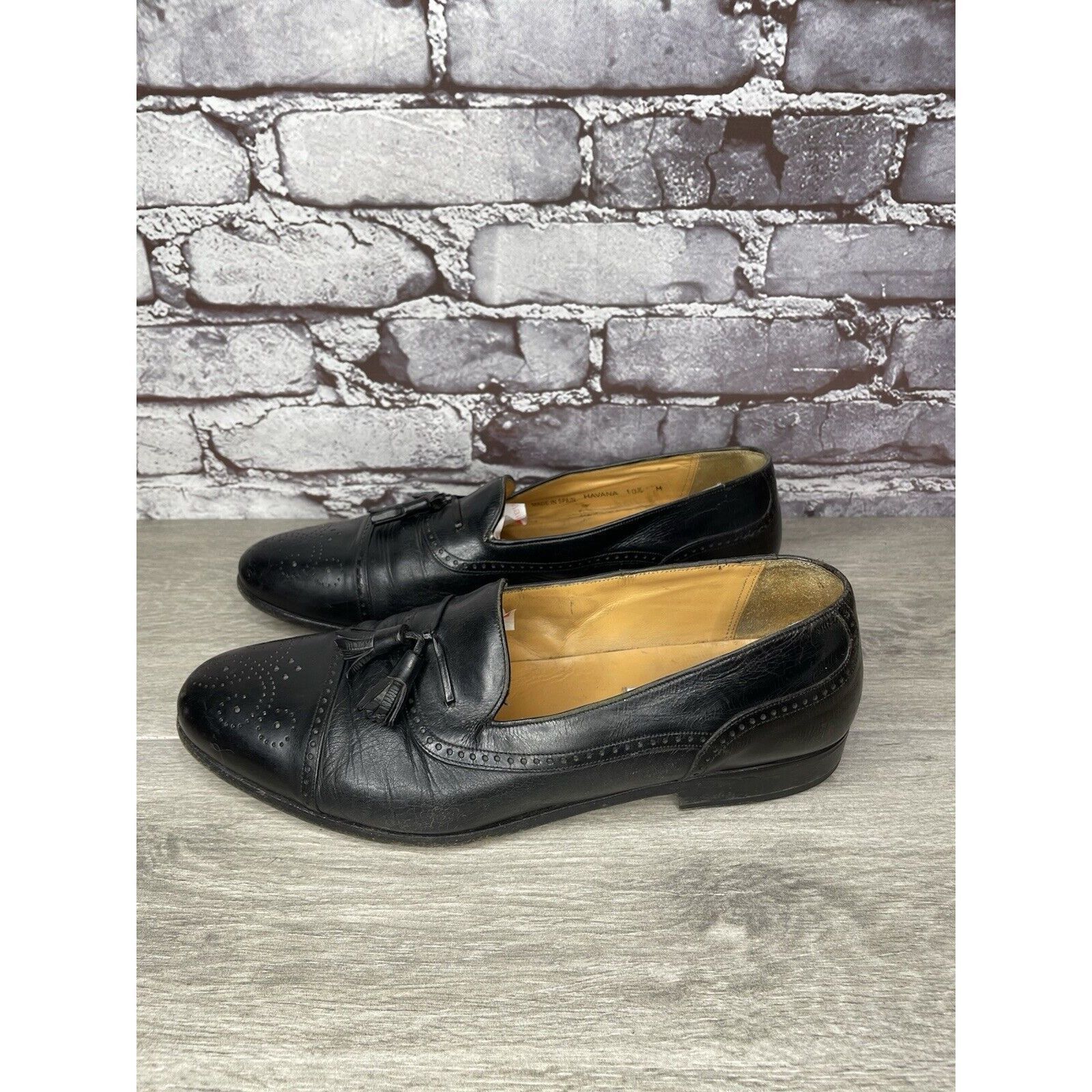 Mezlan MEZLAN HAVANA Black Leather Wingtip Tassel Loafers Shoes Men Size US 10.5 / EU 43-44 - 4 Thumbnail