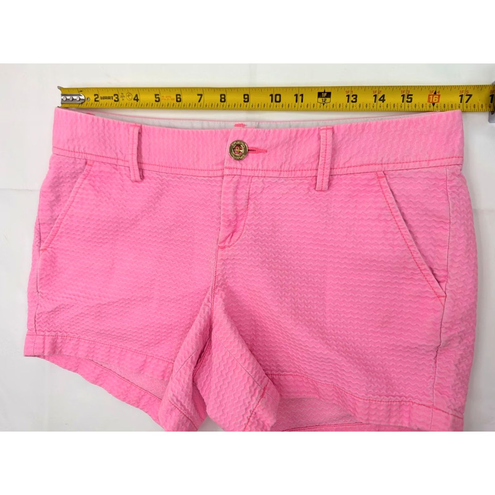 Lilly Pulitzer Lilly Pulitzer Callahan Wave Textured Shorts Women 8 Pink Cotton 34x4 Floral 90s Colorful Preppy Size 30" / US 8 / IT 44 - 6 Thumbnail