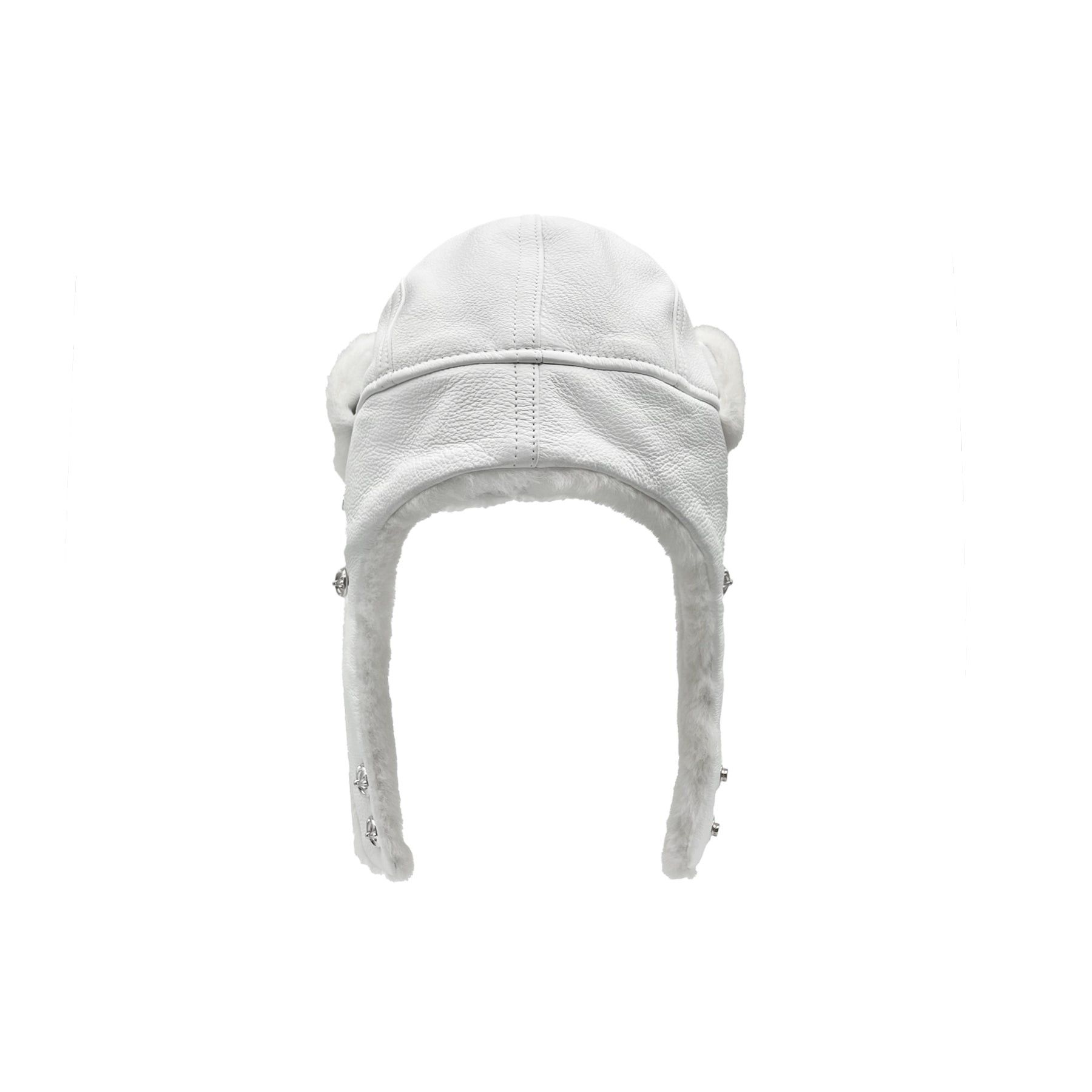 Chrome Hearts Chrome Hearts Silver Button White Fur Hat With Ear Flaps Size ONE SIZE - 2 Thumbnail