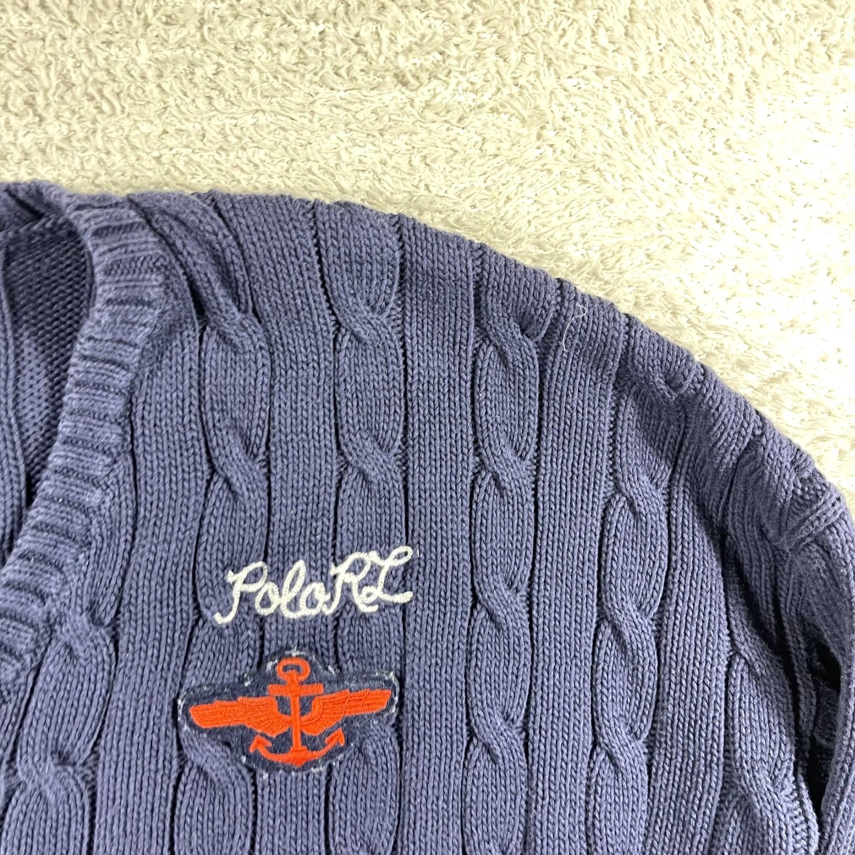 Polo Ralph Lauren Polo Ralph Lauren Sweater Women's XL Navy V-Neck Cable Knit Nautical Boxy Sail 90s Preppy Mens? Size XL / US 12-14 / IT 48-50 - 7 Thumbnail