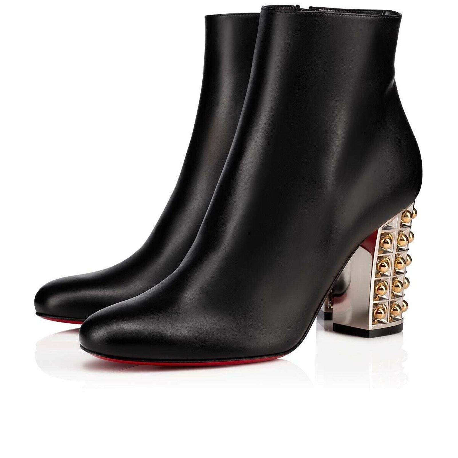 Christian Louboutin Christian Louboutin Vasa Booty 85 Black Leather Silver Gold Size US 6 / IT 36 - 1 Thumbnail