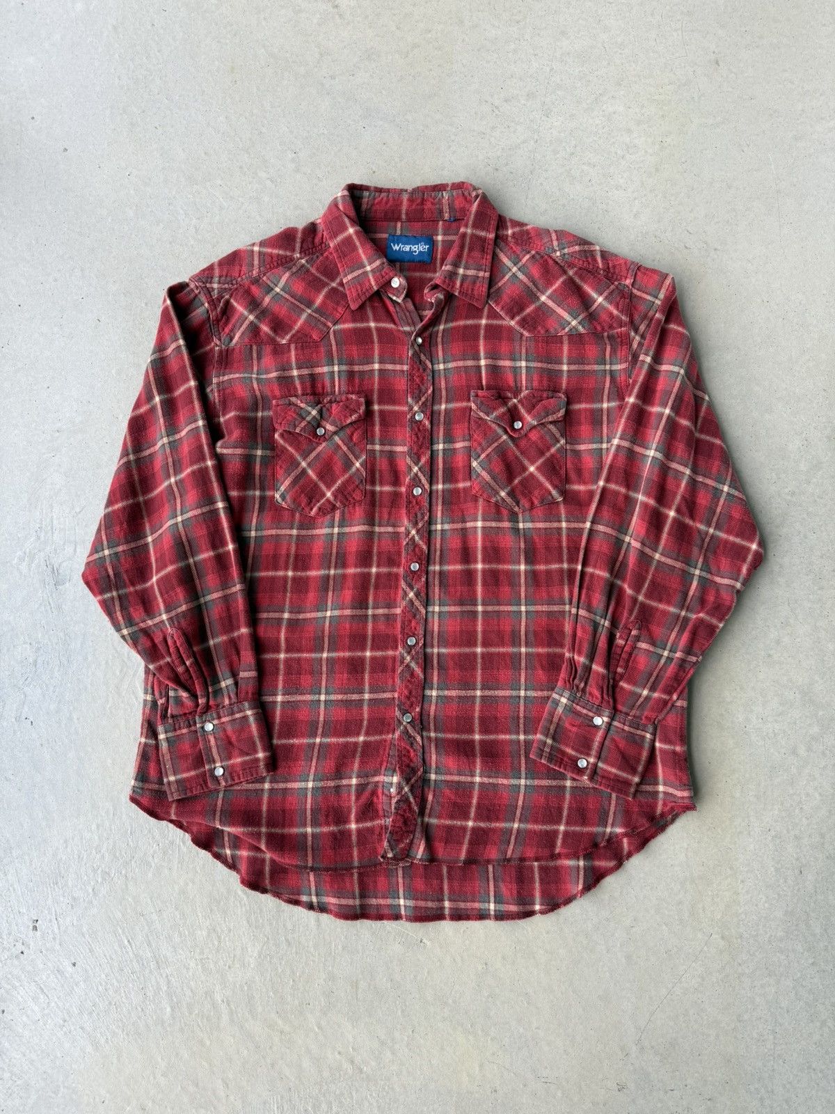 Vintage Vintage 90s Wrangler Pearl Snap Flannel Size US L / EU 52-54 / 3 - 1 Thumbnail