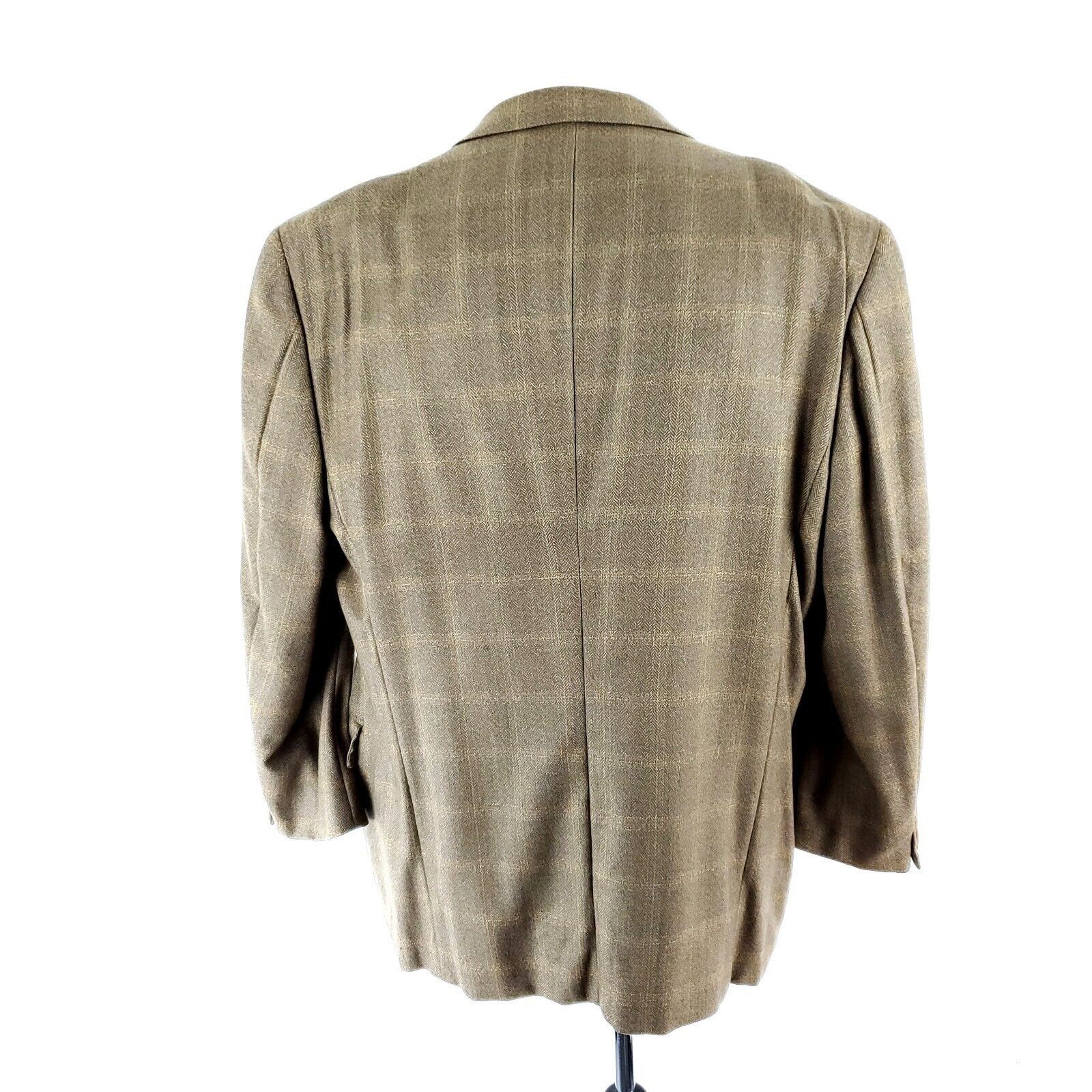Joseph Abboud Joseph Abboud Lambswool 2 Button Sport Coat 44R Tan Herringb Size 44R - 5 Thumbnail